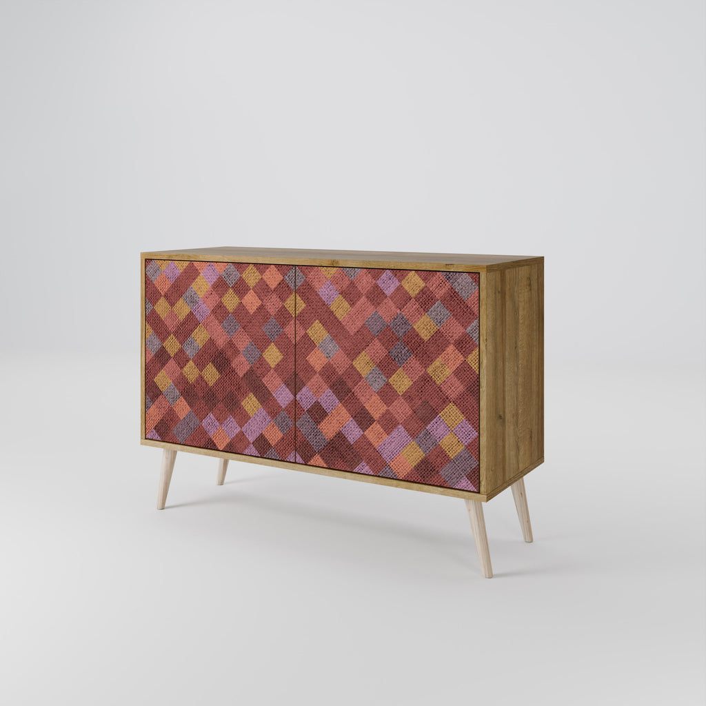 PAINTED SQUARES 2-Door Sideboard in Oak Effect