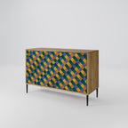 PAINTED SQUARES MIX 2-Door Sideboard in Oak Effect