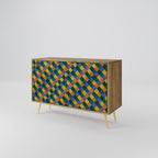 PAINTED SQUARES MIX 2-Door Sideboard in Oak Effect