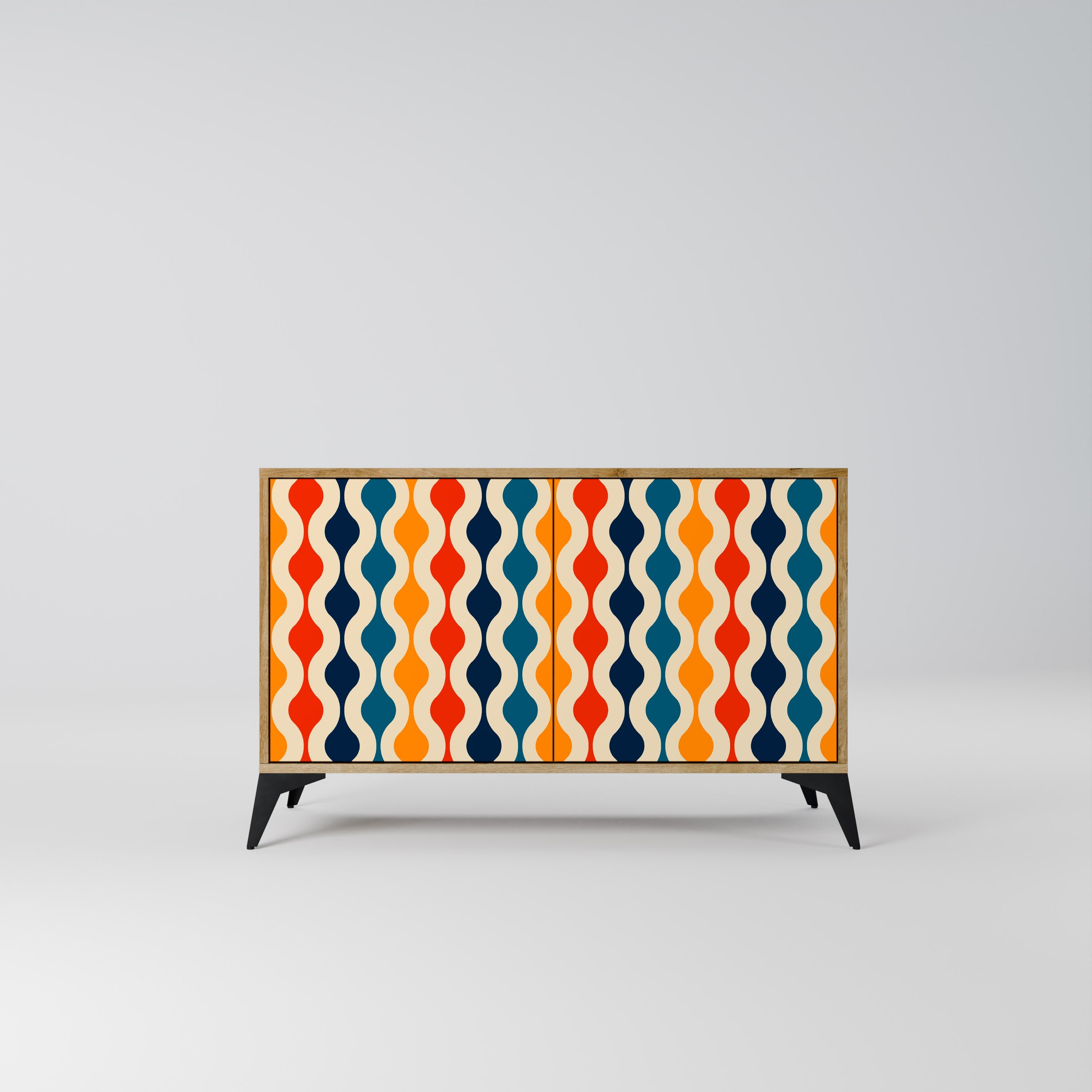 COLORFUL NOSTALGIA Aparador de 2 Portas em Efeito Carvalho