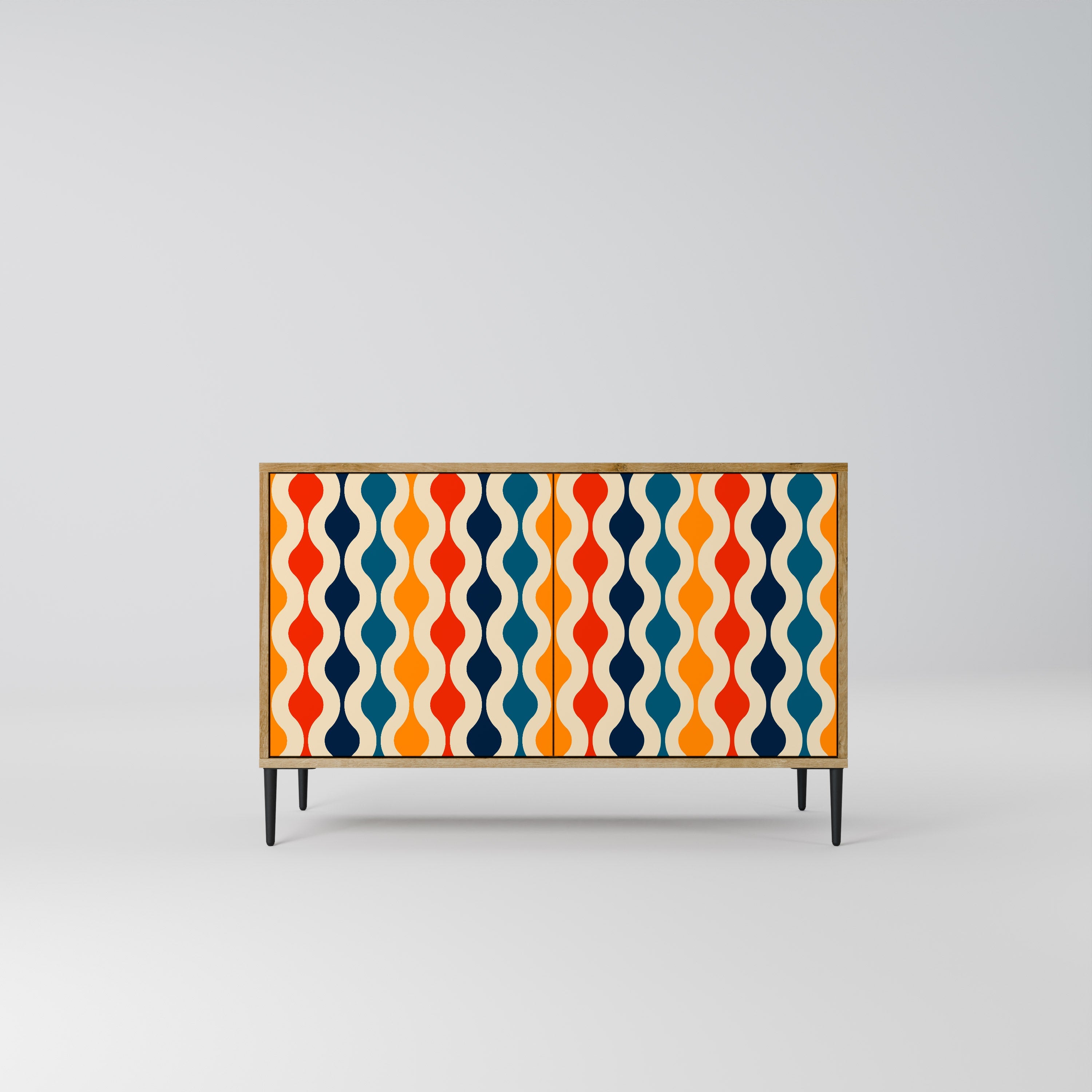 COLORFUL NOSTALGIA Aparador de 2 Portas em Efeito Carvalho