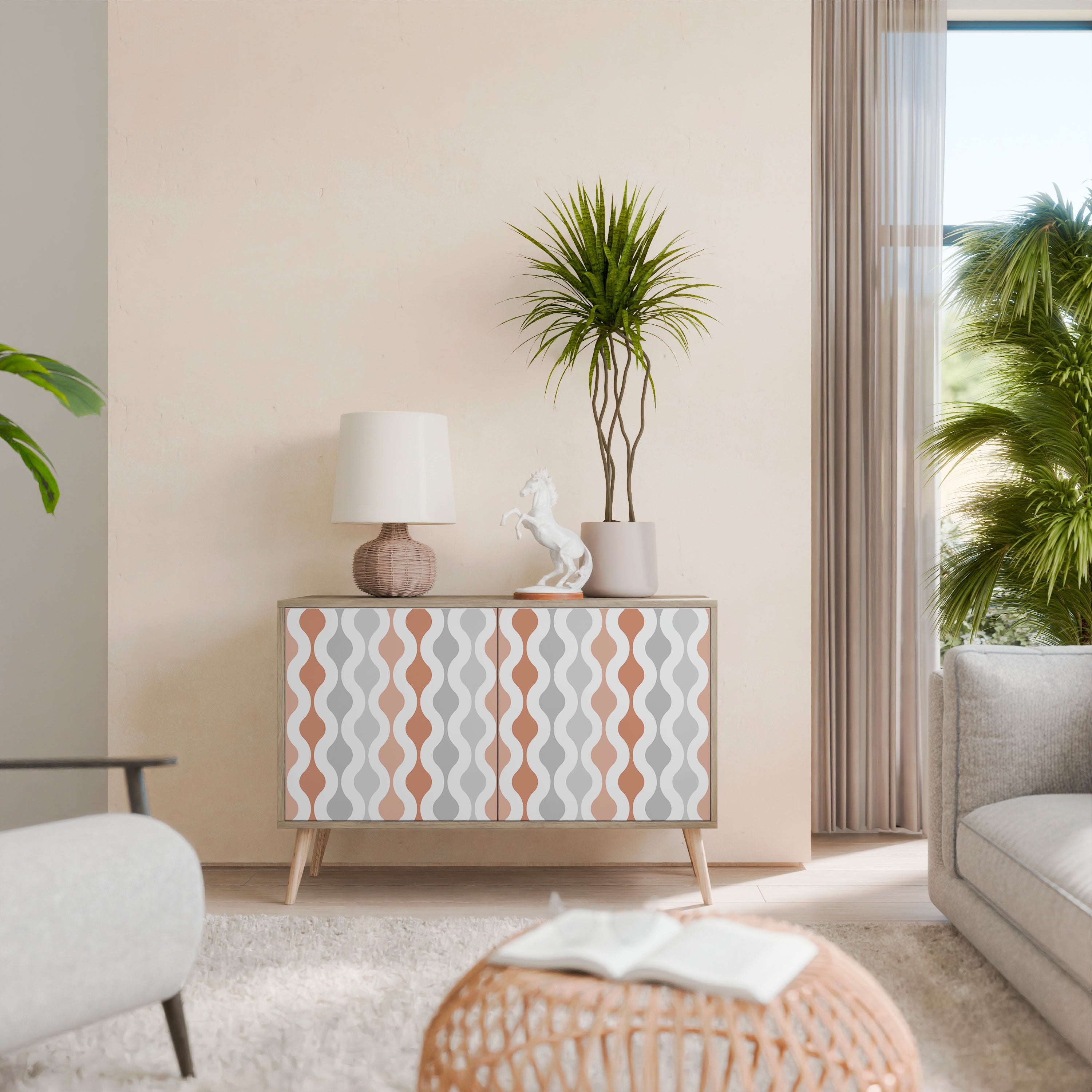 HAZY NOSTALGIA Aparador de 2 Portas em Efeito Carvalho