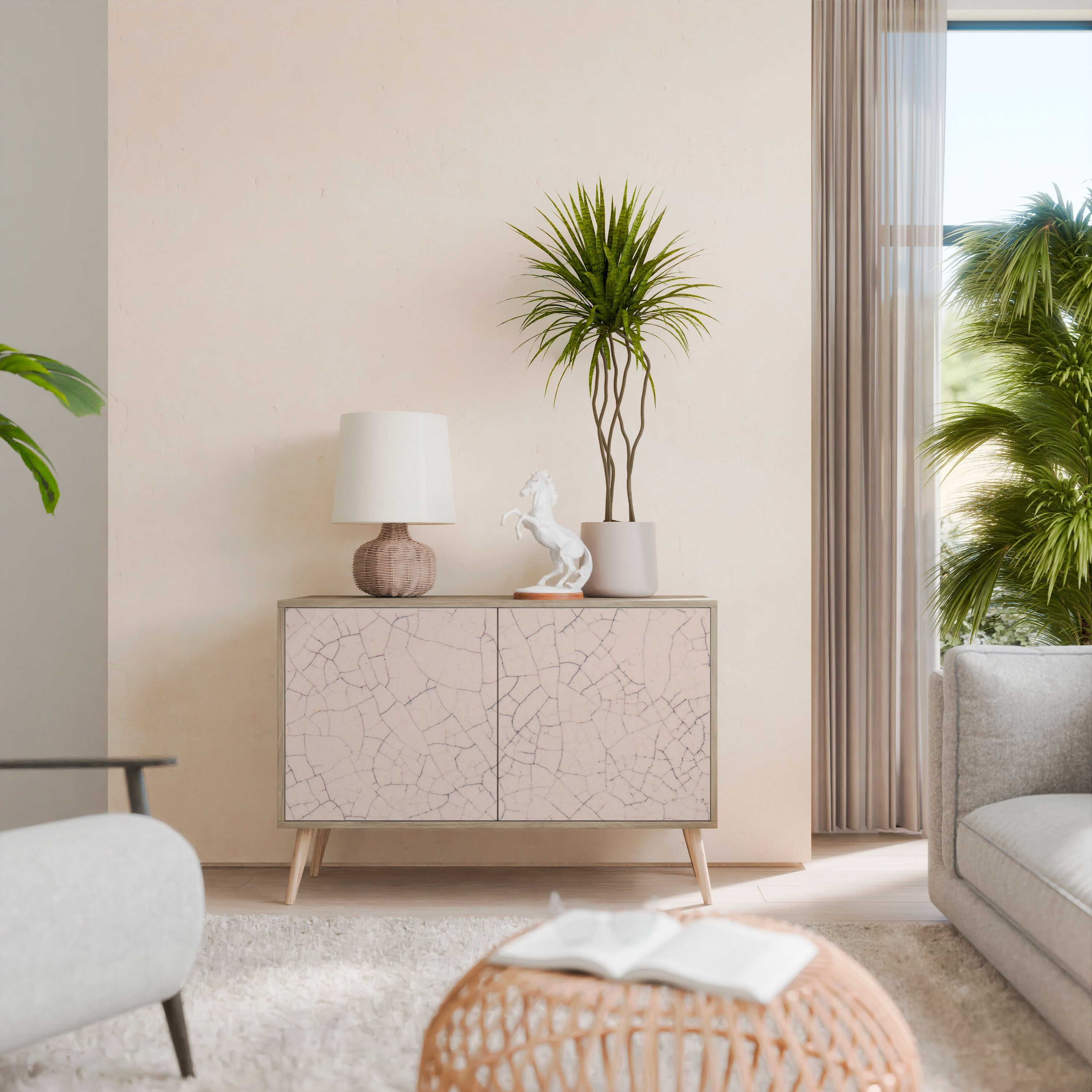 CERAMIC TEXTURE Aparador de 2 Portas em Efeito Carvalho