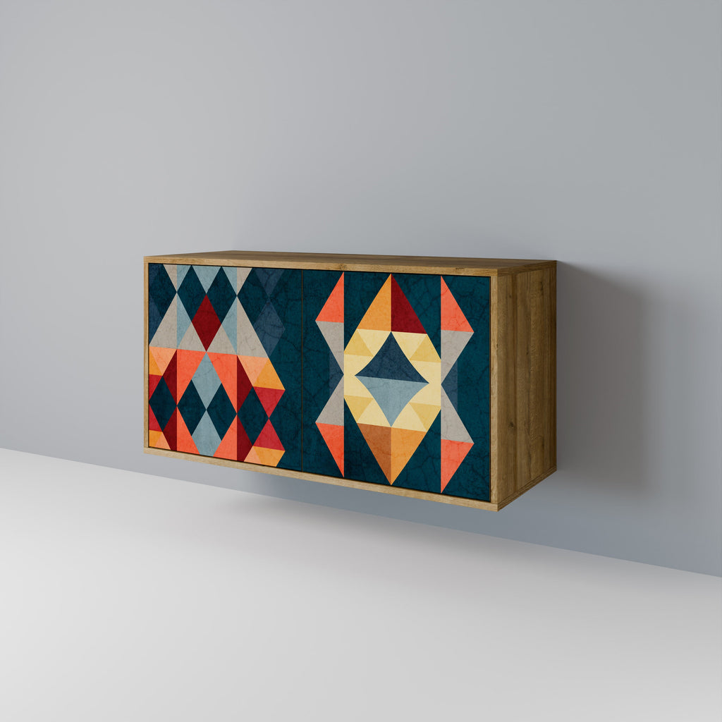 CRACKED ILLUSION Aparador de 2 Portas em Efeito Carvalho