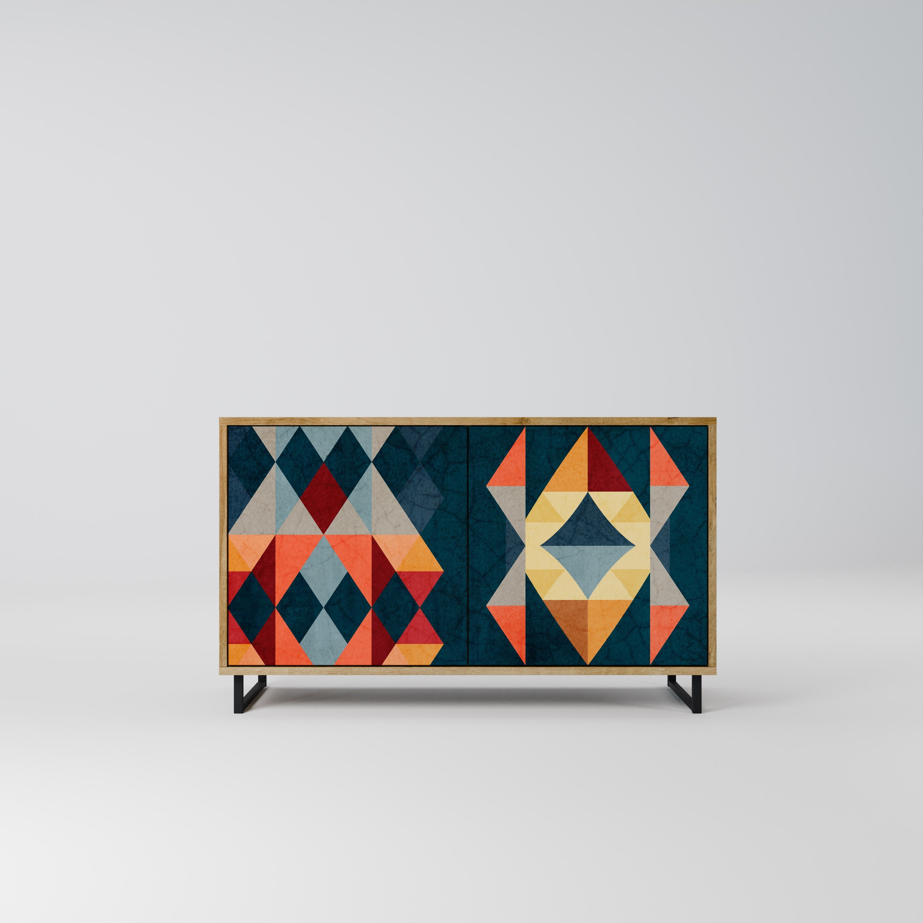 CRACKED ILLUSION Aparador de 2 Portas em Efeito Carvalho