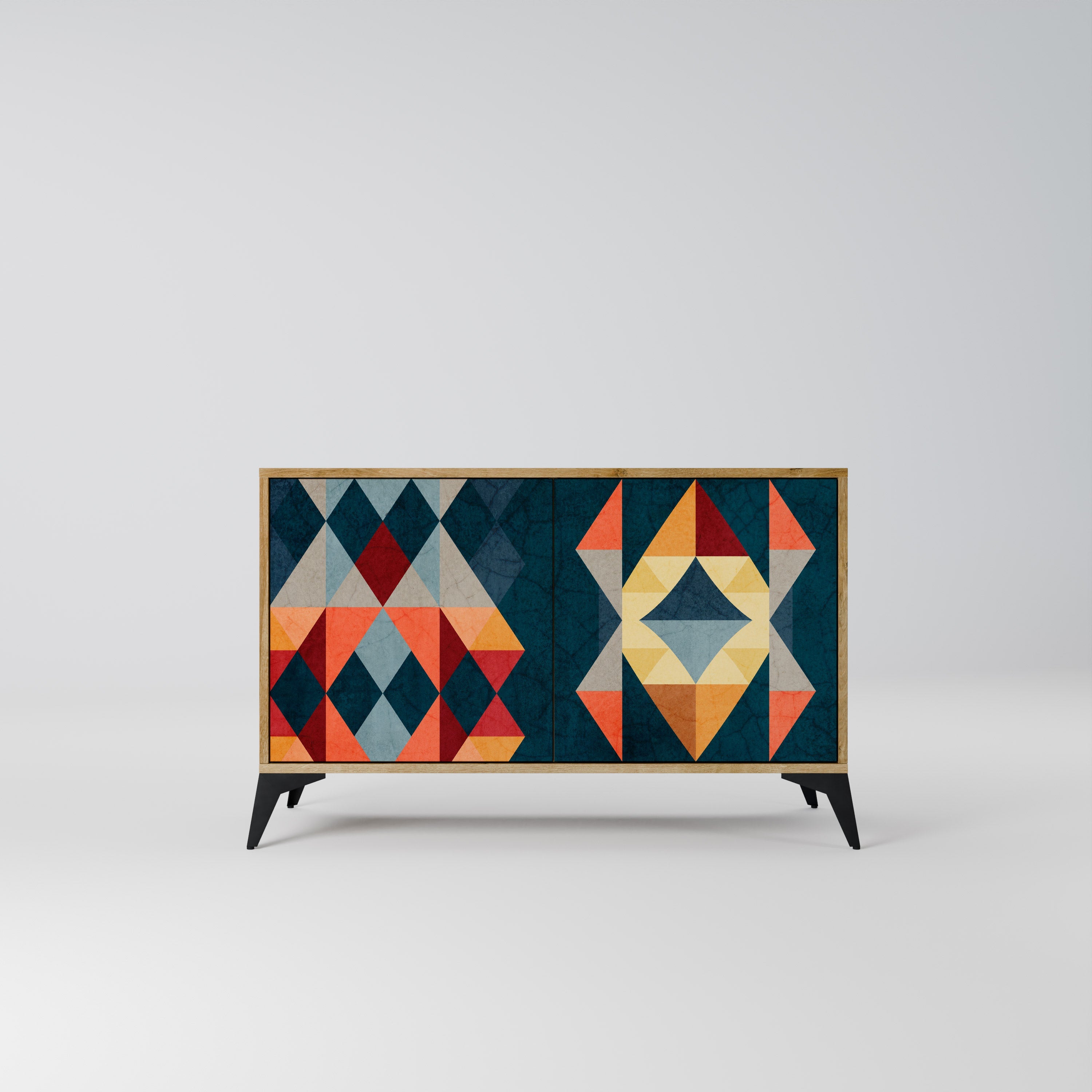 CRACKED ILLUSION Aparador de 2 Portas em Efeito Carvalho