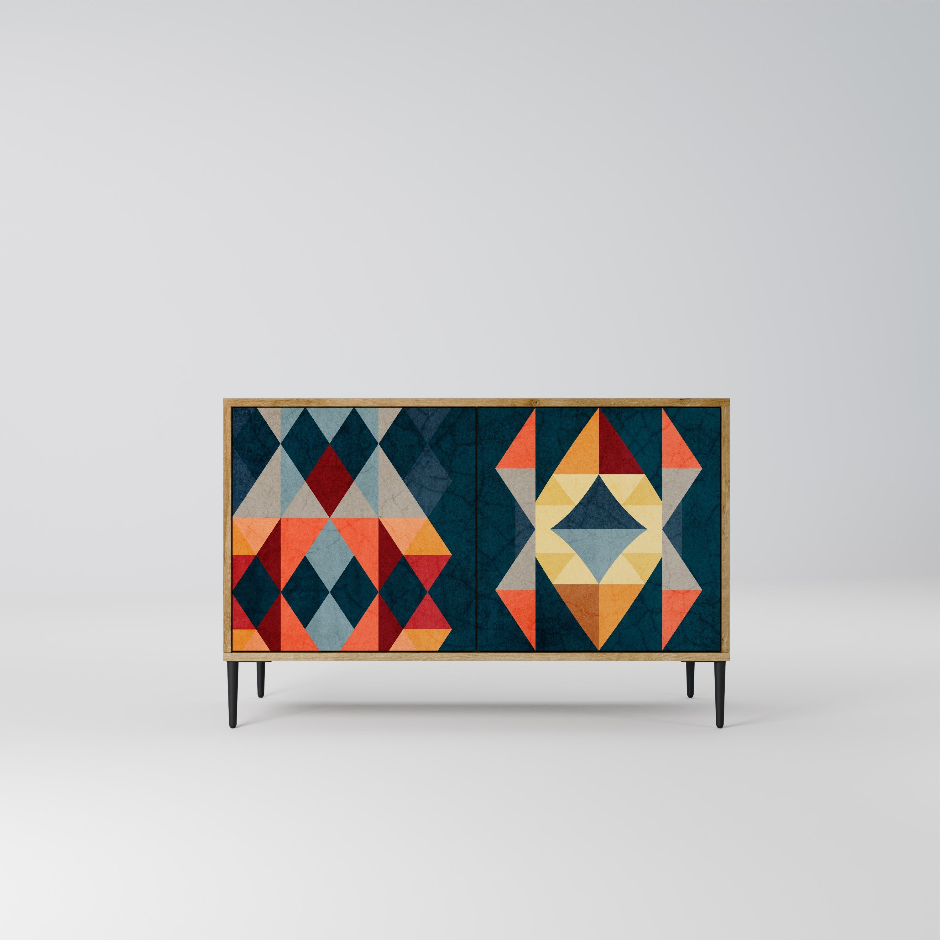 CRACKED ILLUSION Aparador de 2 Portas em Efeito Carvalho