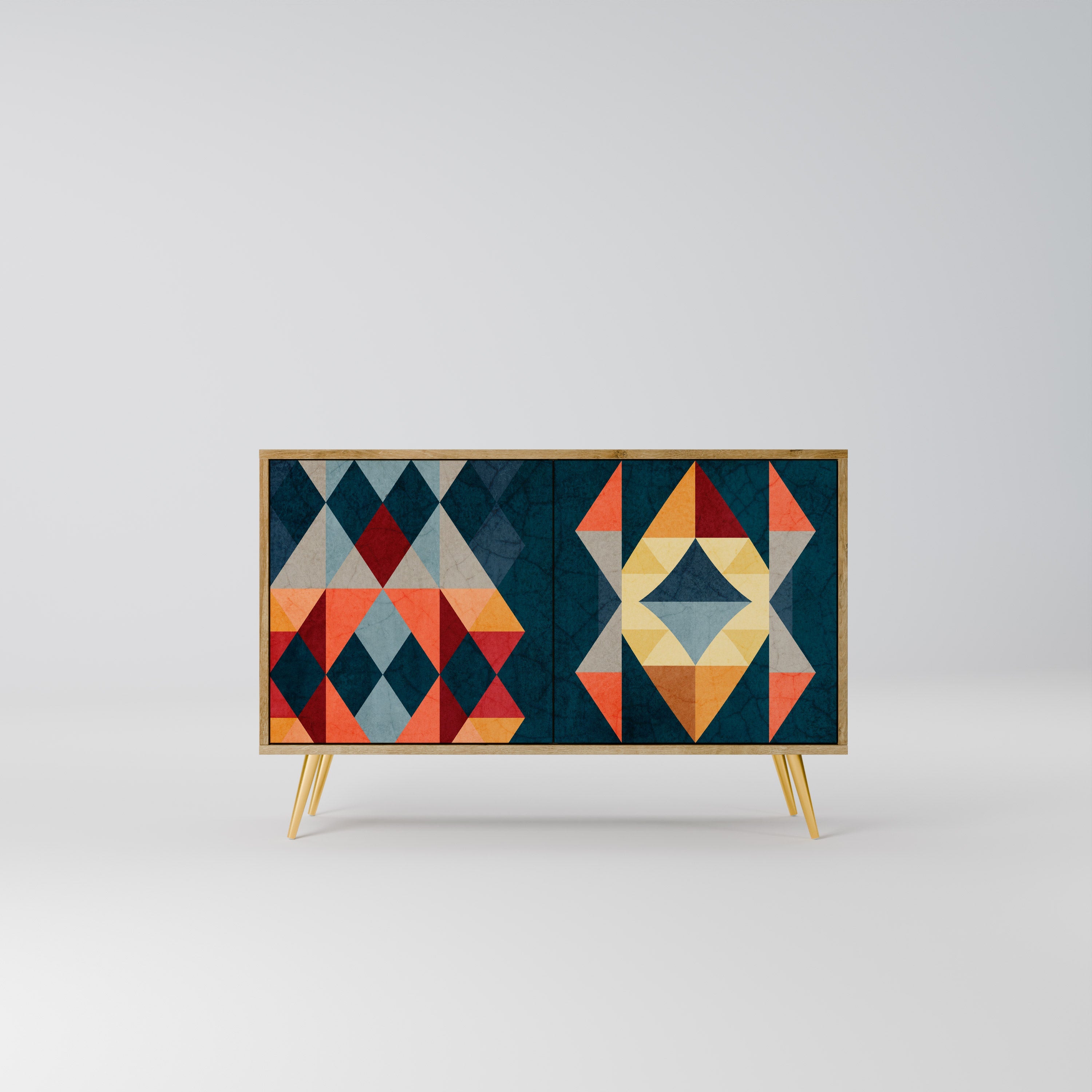 CRACKED ILLUSION Aparador de 2 Portas em Efeito Carvalho