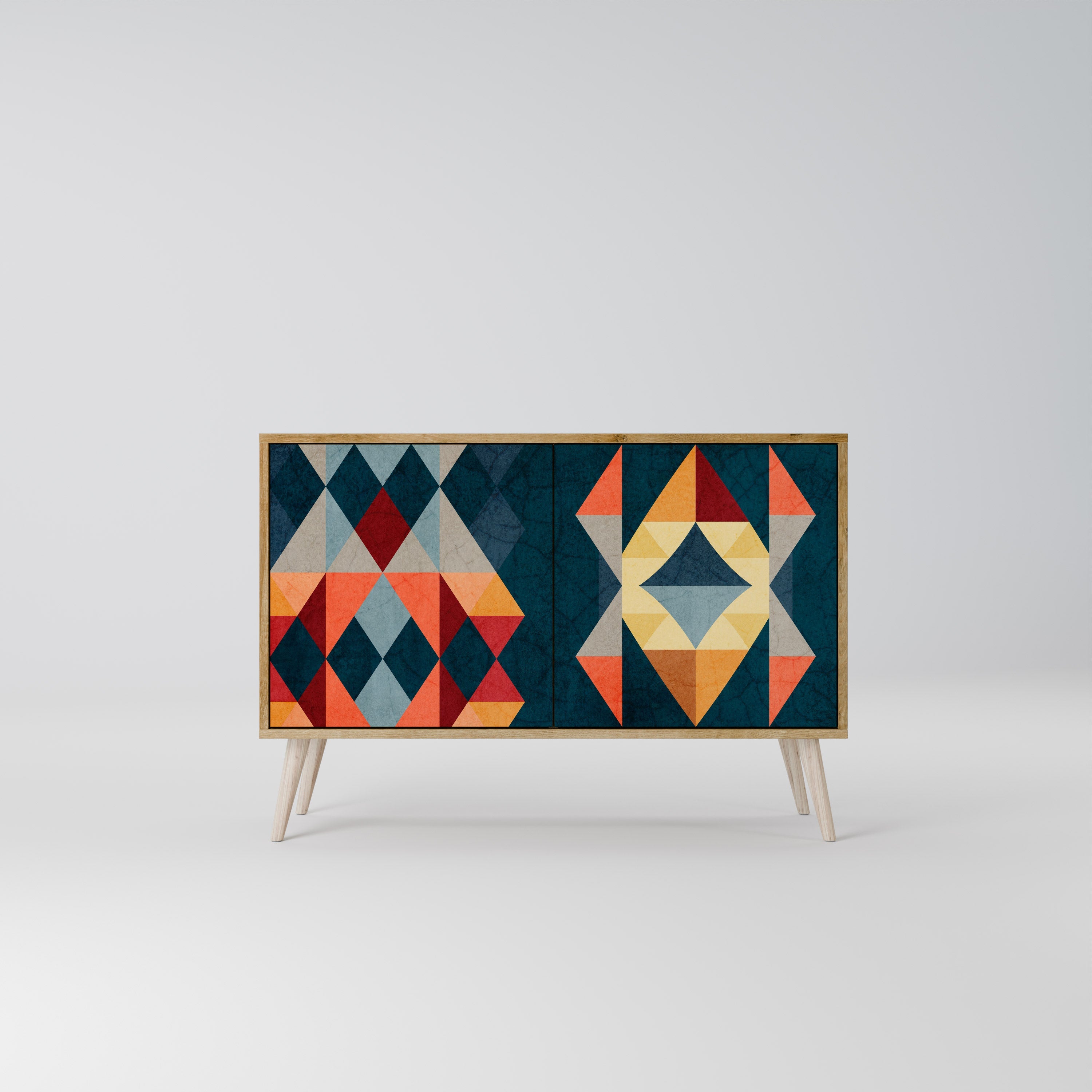 CRACKED ILLUSION Aparador de 2 Portas em Efeito Carvalho