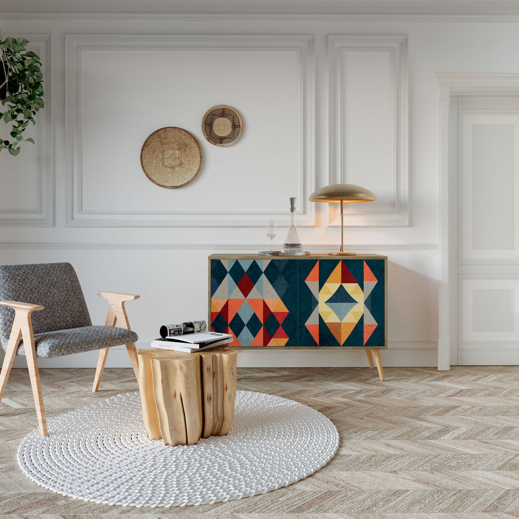 CRACKED ILLUSION Aparador de 2 Portas em Efeito Carvalho