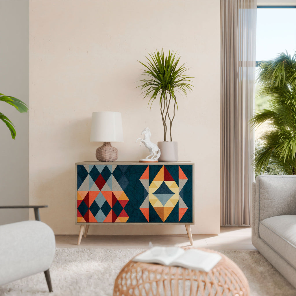 CRACKED ILLUSION Aparador de 2 Portas em Efeito Carvalho