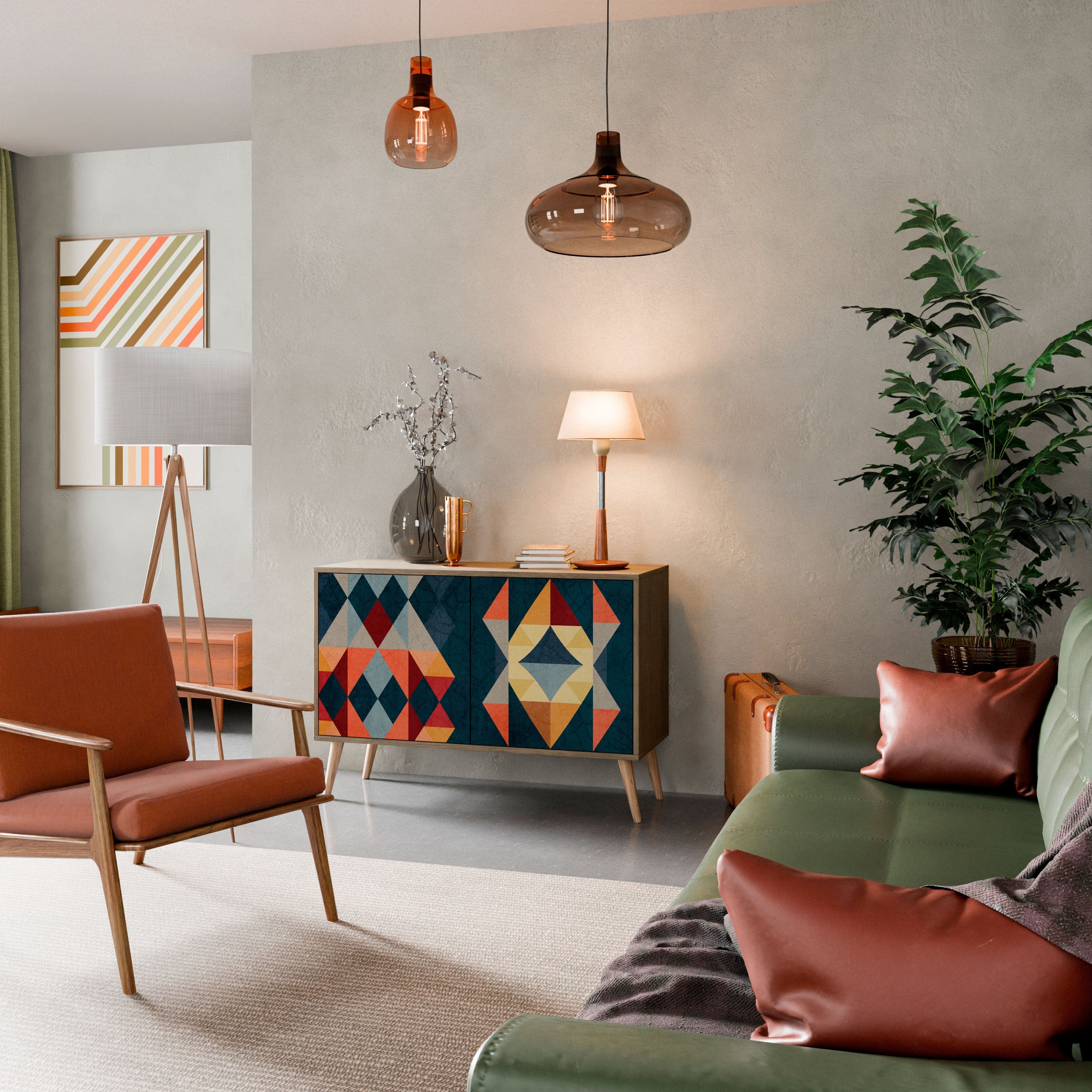 CRACKED ILLUSION Aparador de 2 Portas em Efeito Carvalho