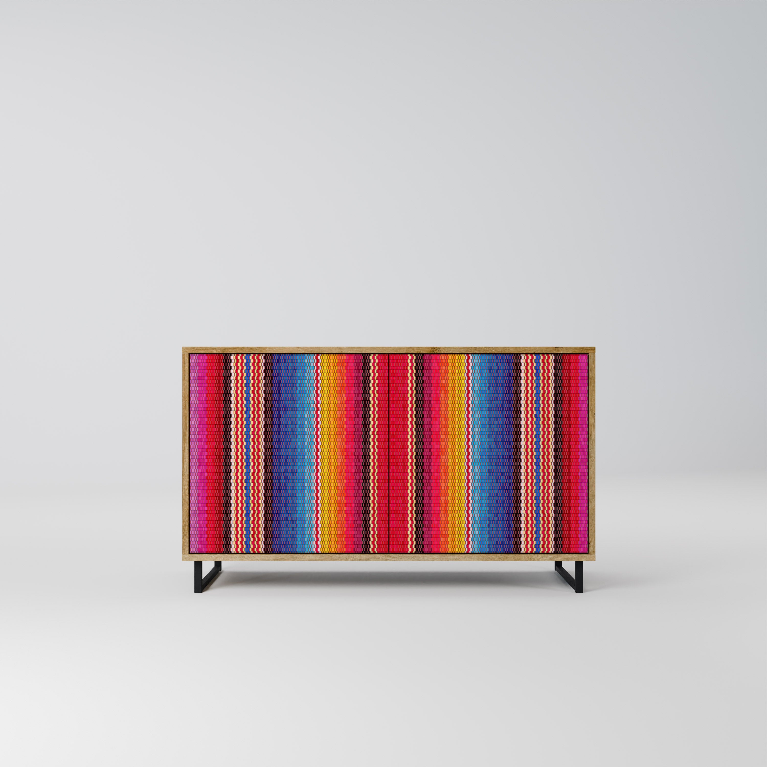 ETHNIC MEXICAN Aparador de 2 Portas em Efeito Carvalho