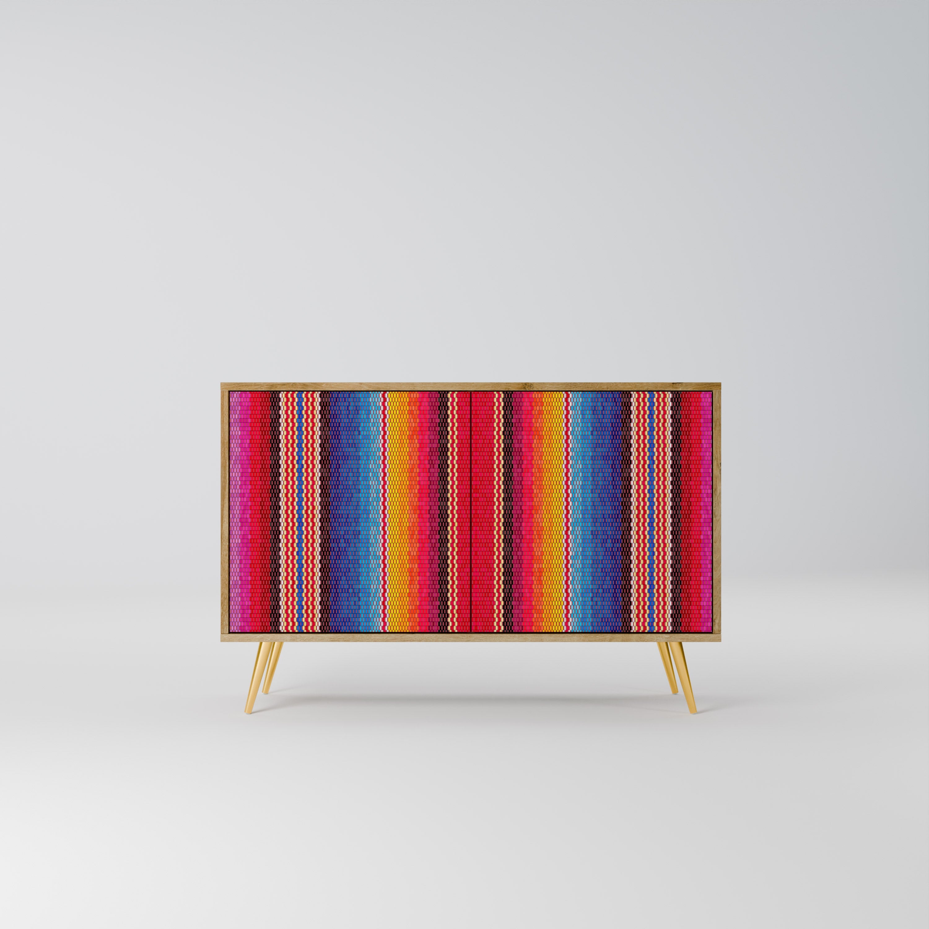 ETHNIC MEXICAN Aparador de 2 Portas em Efeito Carvalho