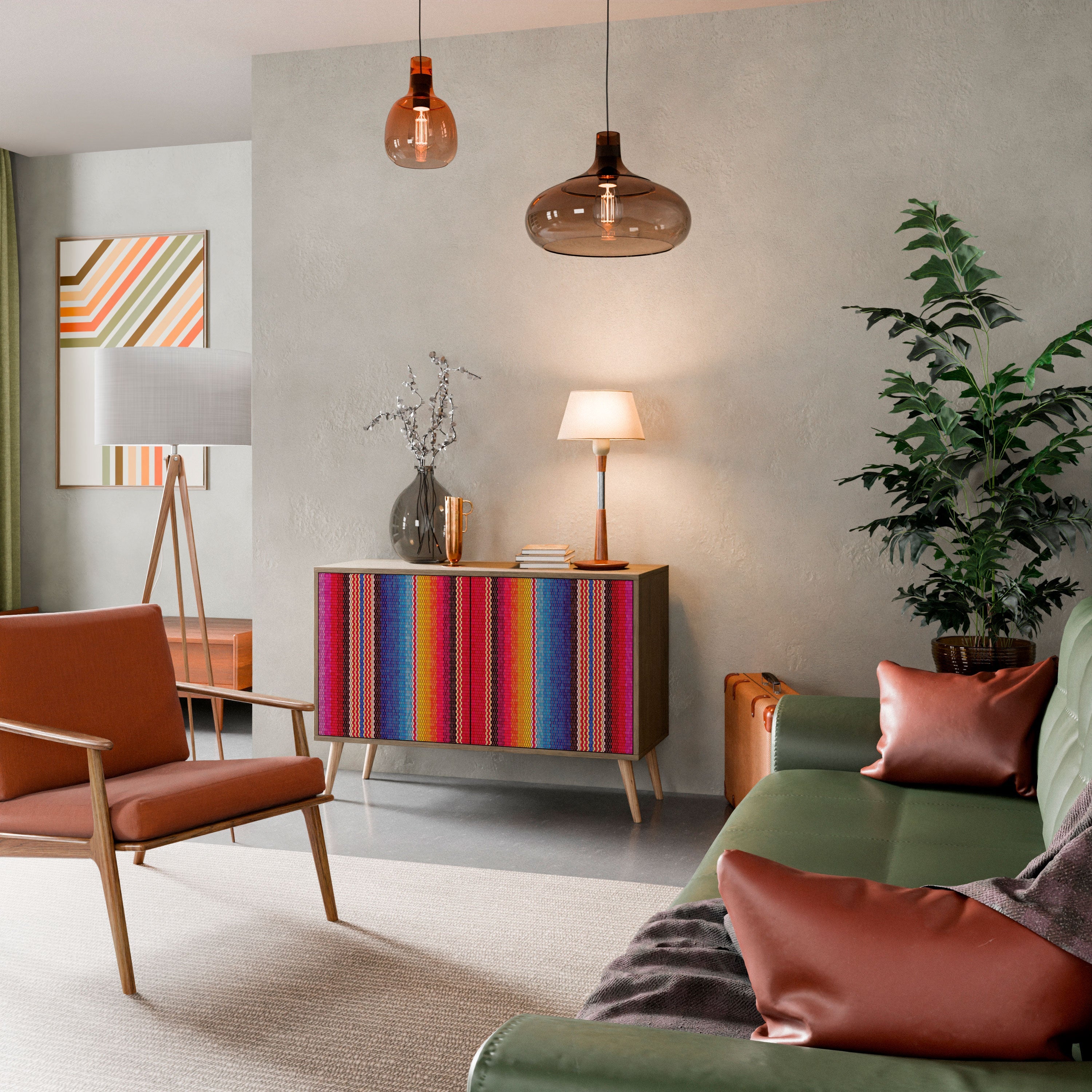 ETHNIC MEXICAN Aparador de 2 Portas em Efeito Carvalho