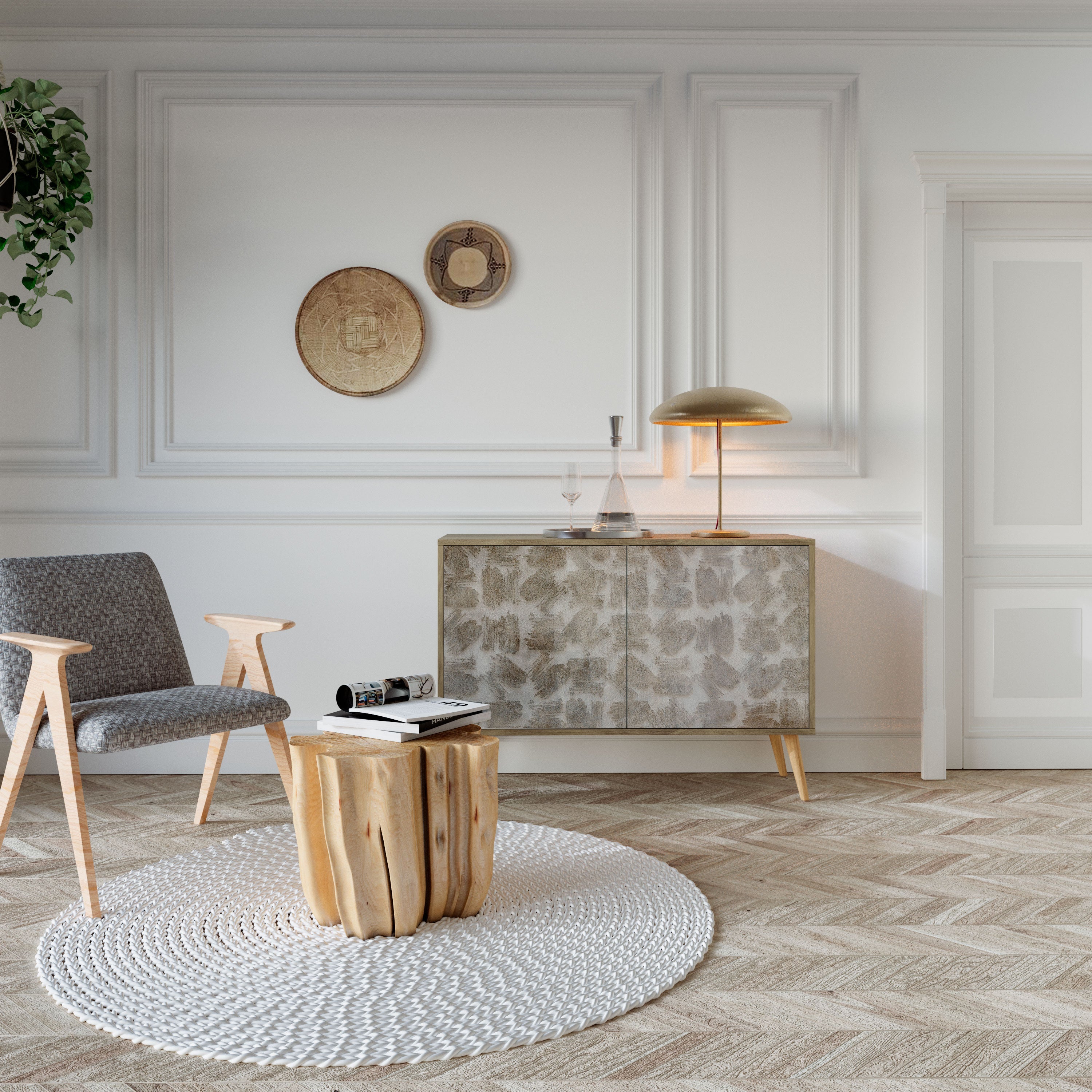 SLIGHTLY BLURRED Aparador de 2 Portas em Efeito Carvalho