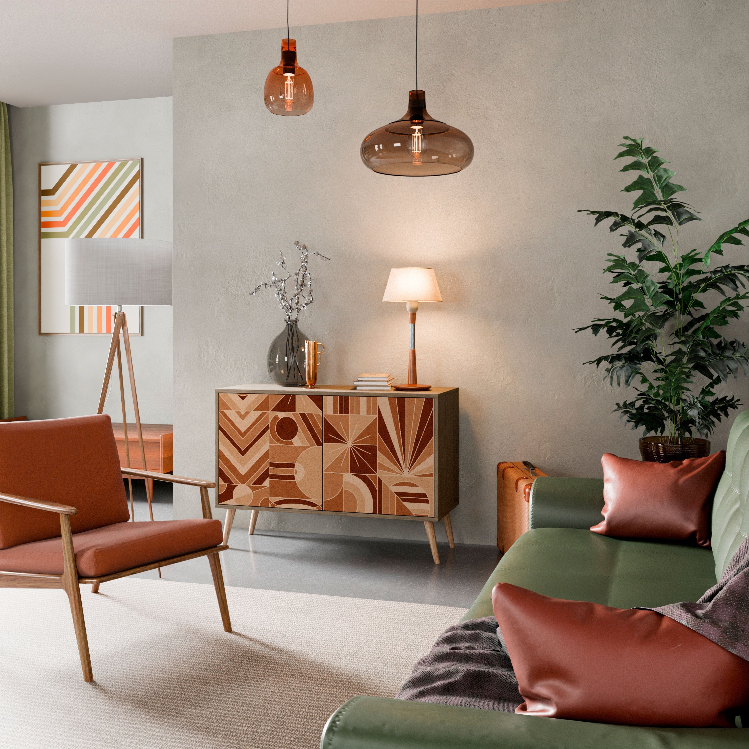 PRISM MOSAIC Aparador de 2 Portas em Efeito Carvalho