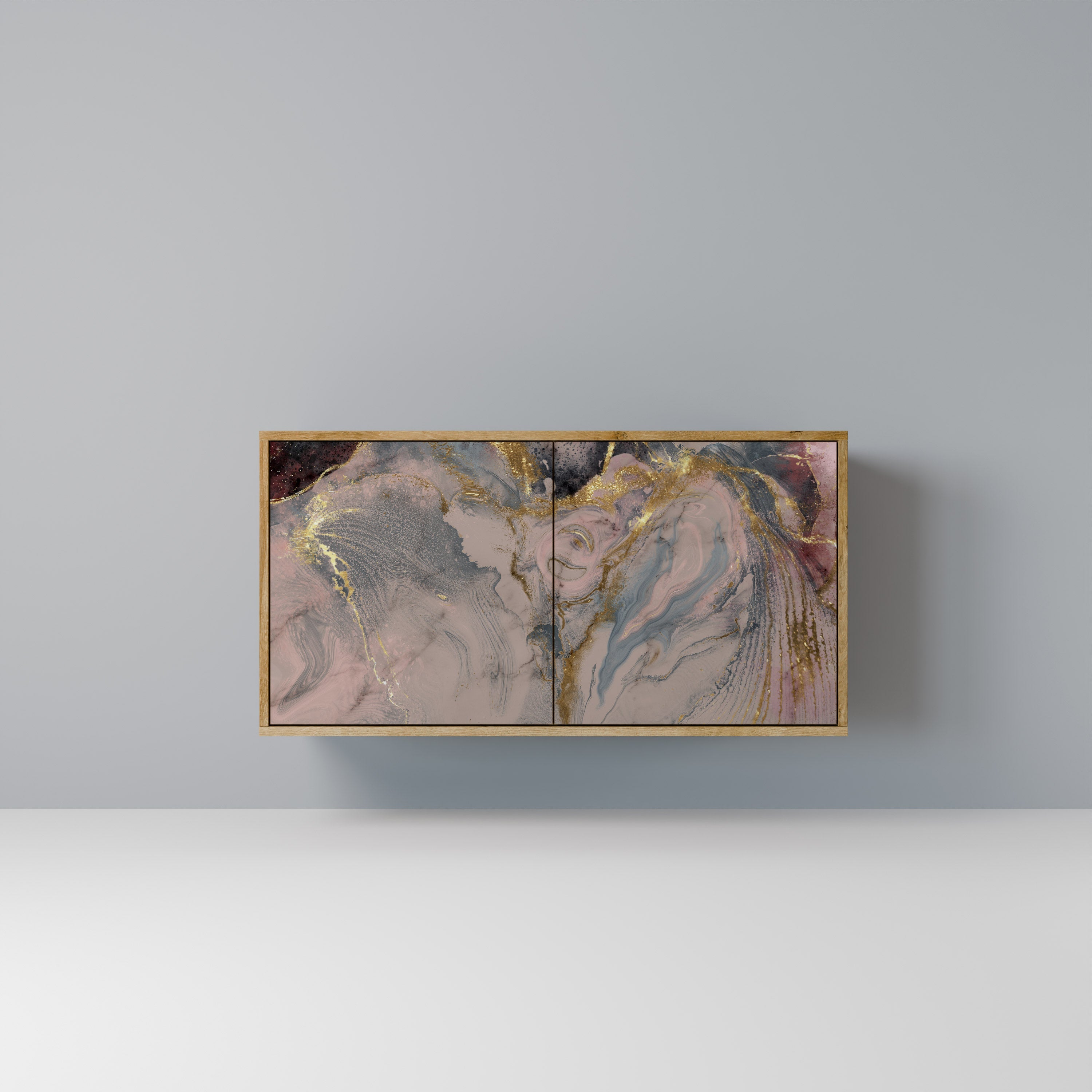 GILDED SWIRLS Aparador de 2 Portas em Efeito Carvalho