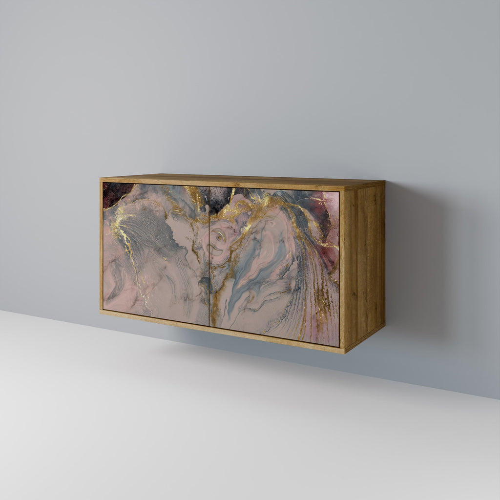 GILDED SWIRLS Aparador de 2 Portas em Efeito Carvalho