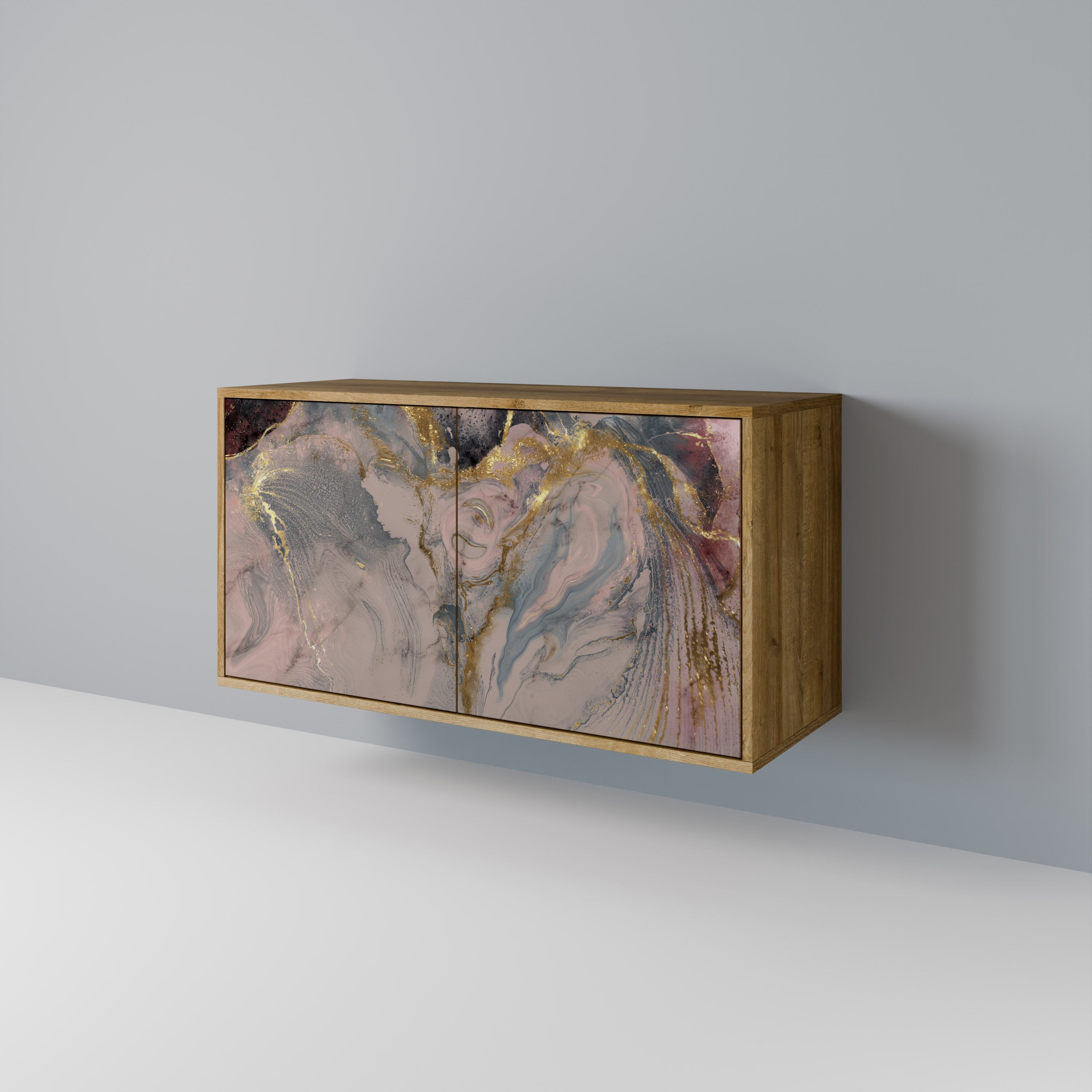 GILDED SWIRLS Aparador de 2 Portas em Efeito Carvalho