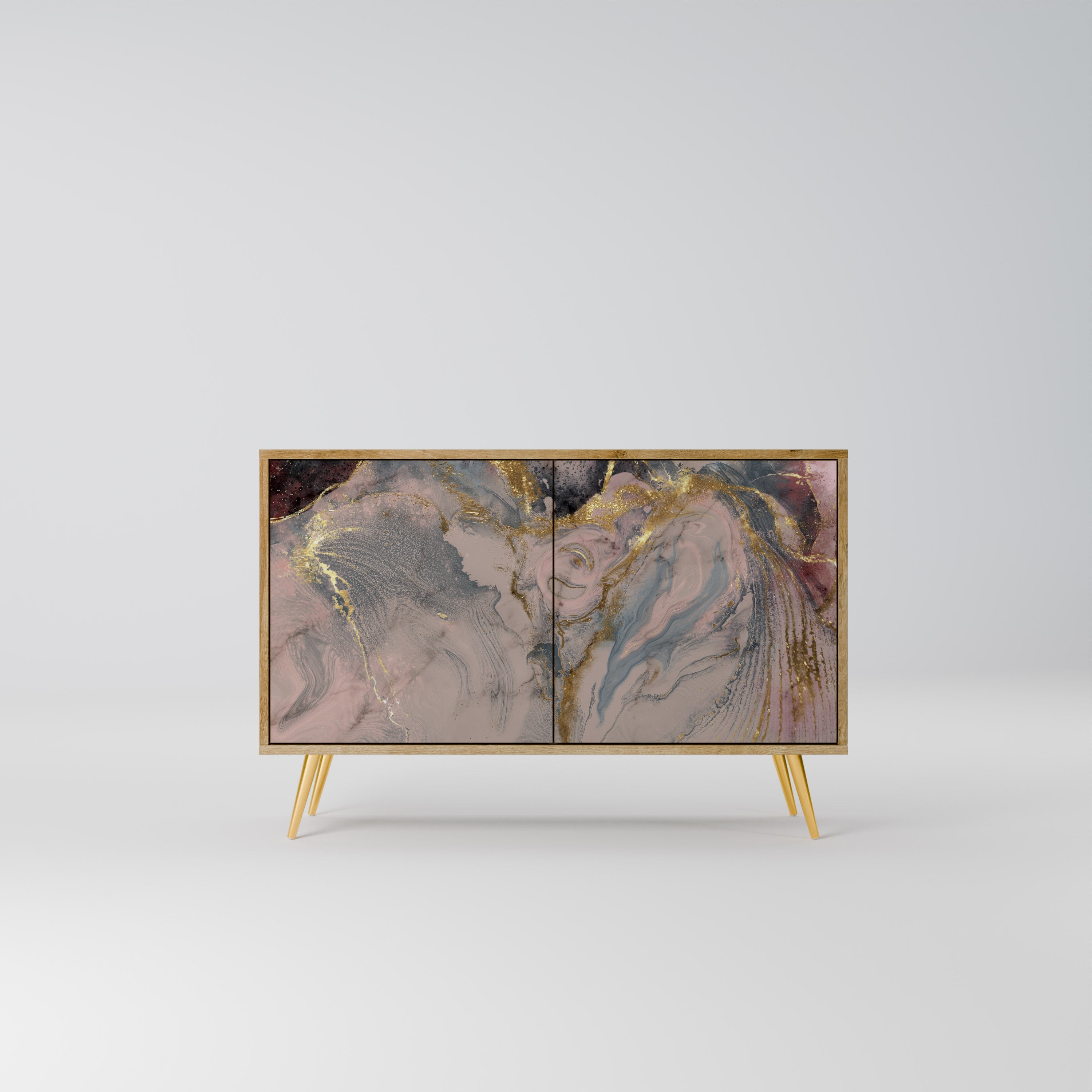 GILDED SWIRLS Aparador de 2 Portas em Efeito Carvalho