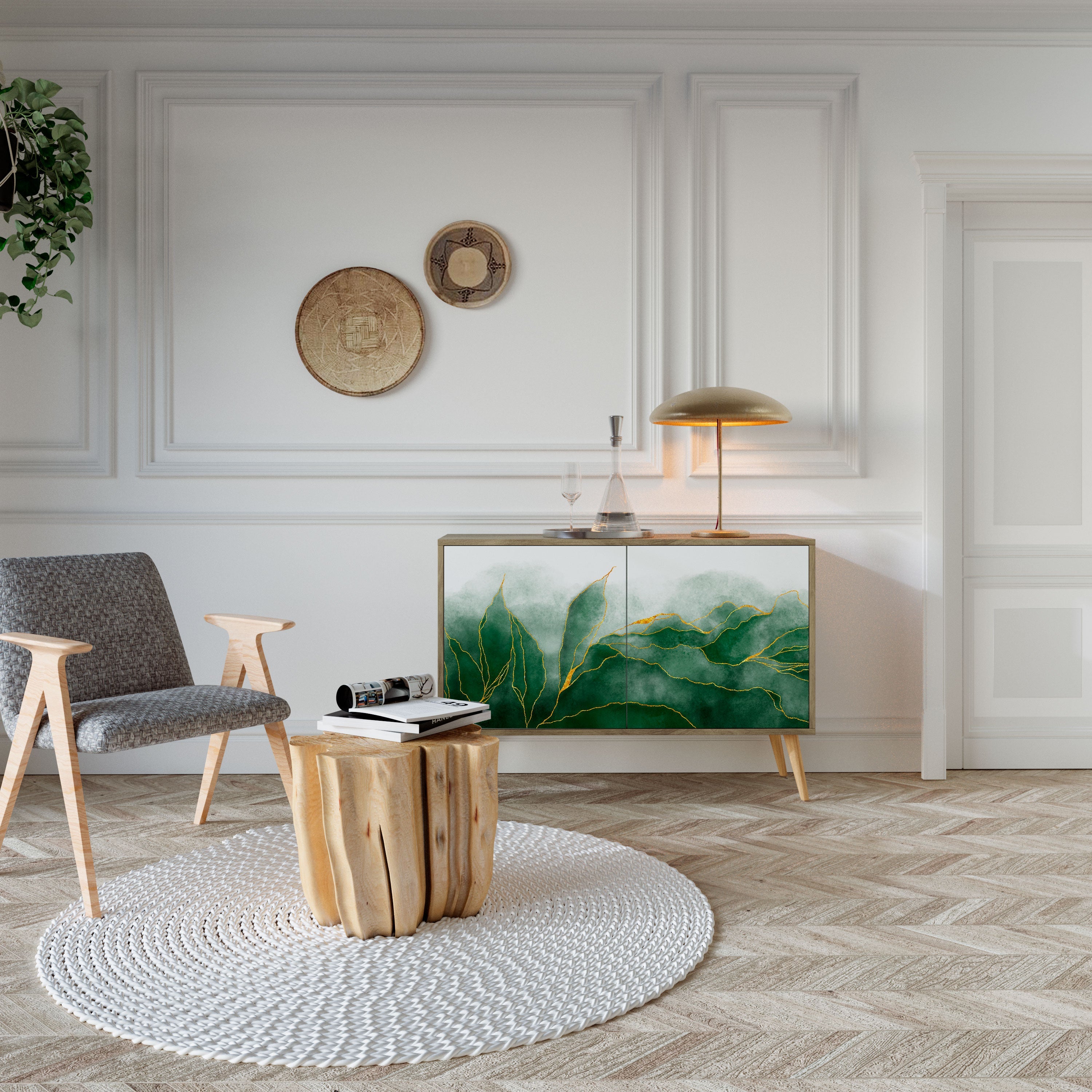 EXPENSIVE NATURE Aparador de 2 Portas em Efeito Carvalho