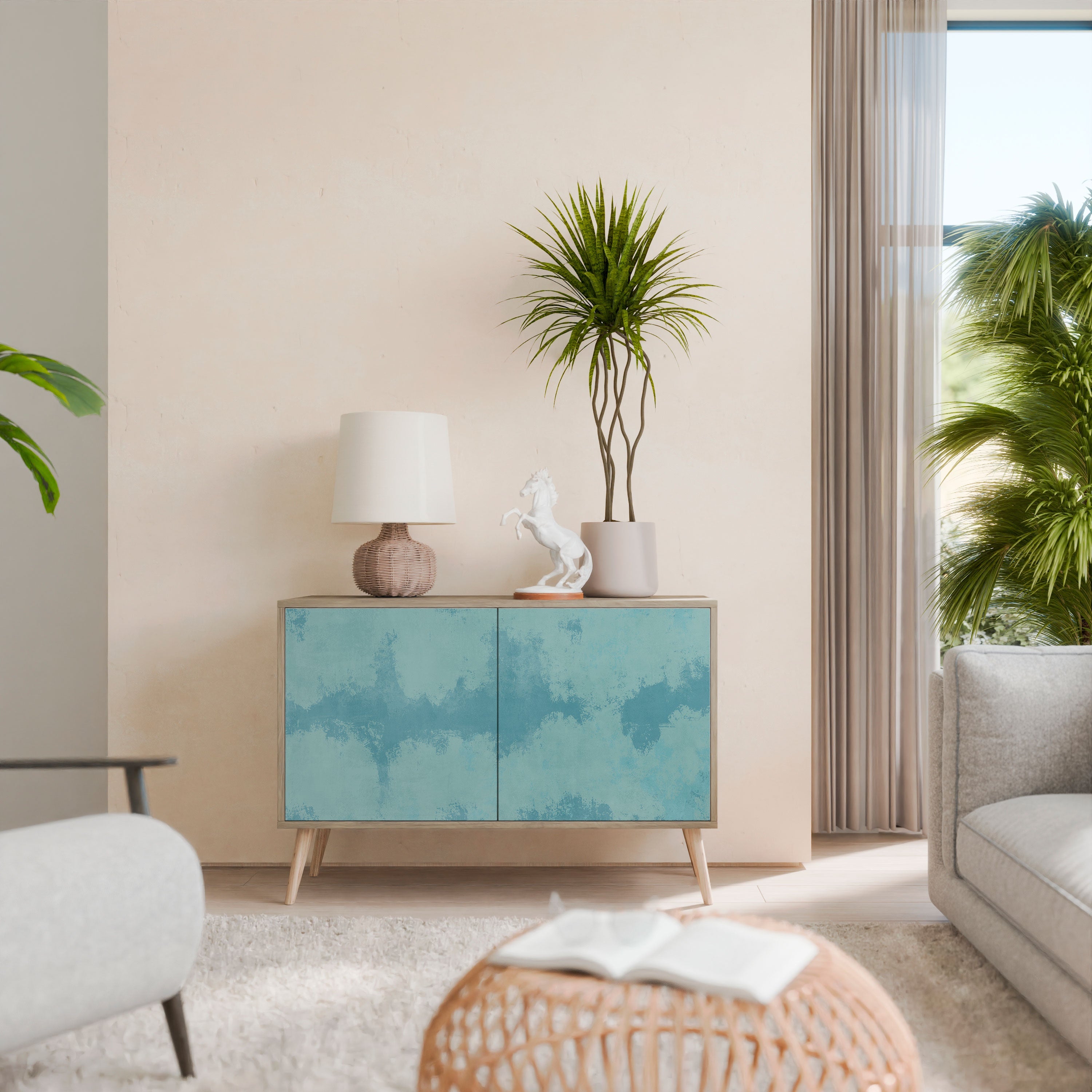 SKY WASH Aparador de 2 Portas em Efeito Carvalho