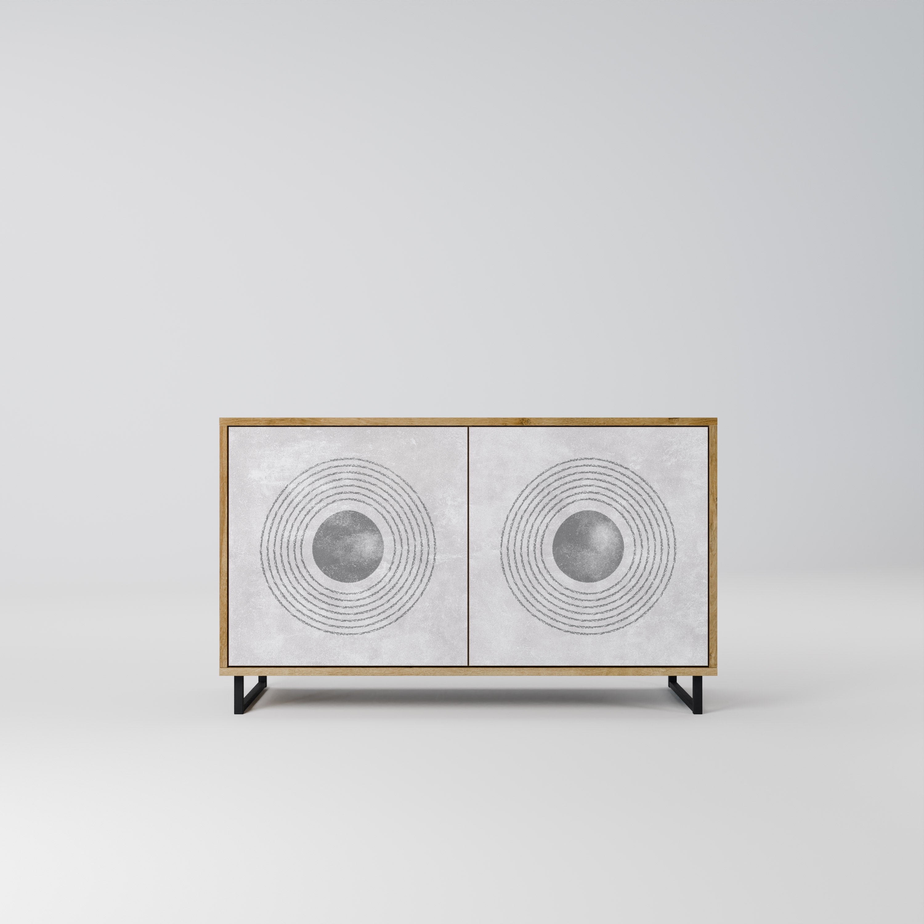 SOLID CIRCLES Aparador de 2 Portas em Efeito Carvalho