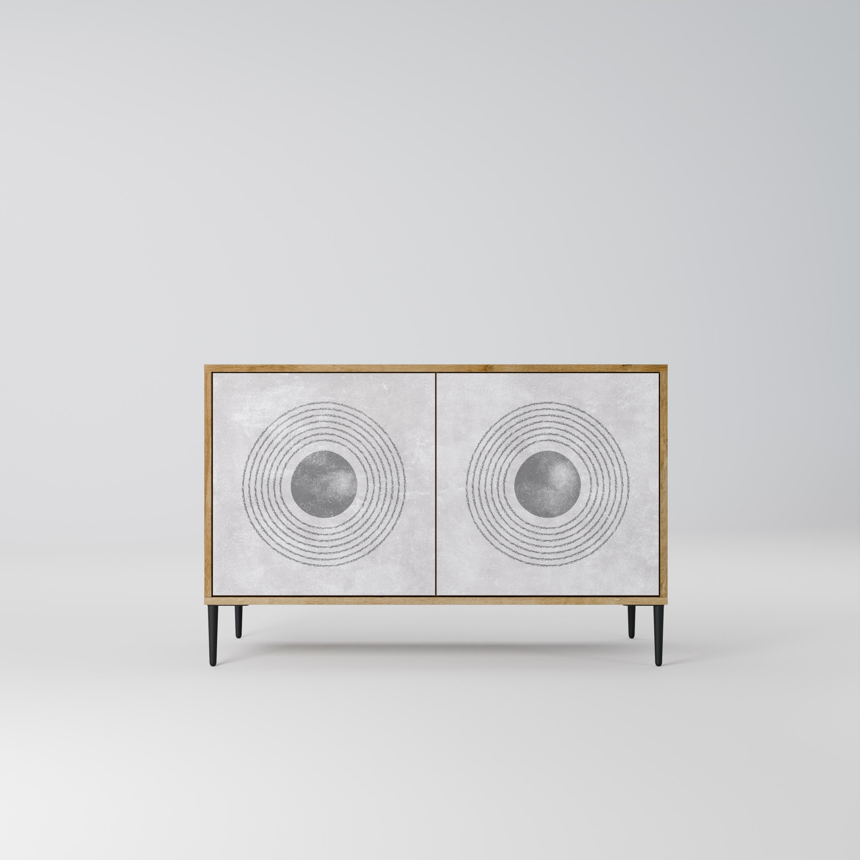 SOLID CIRCLES Aparador de 2 Portas em Efeito Carvalho