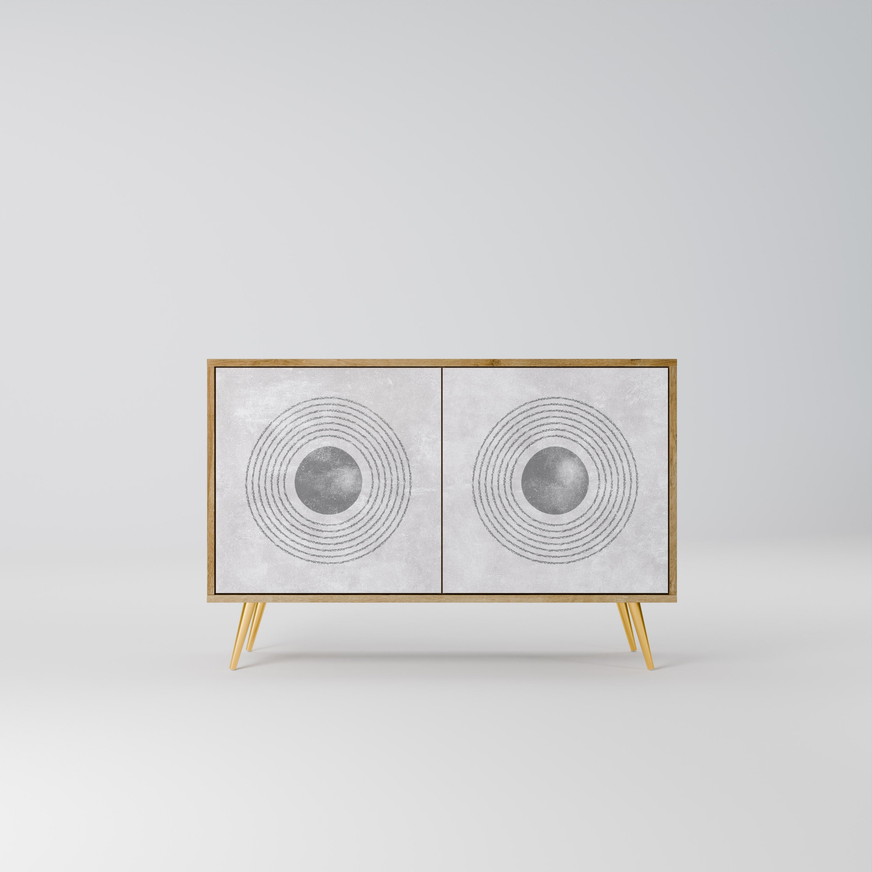 SOLID CIRCLES Aparador de 2 Portas em Efeito Carvalho