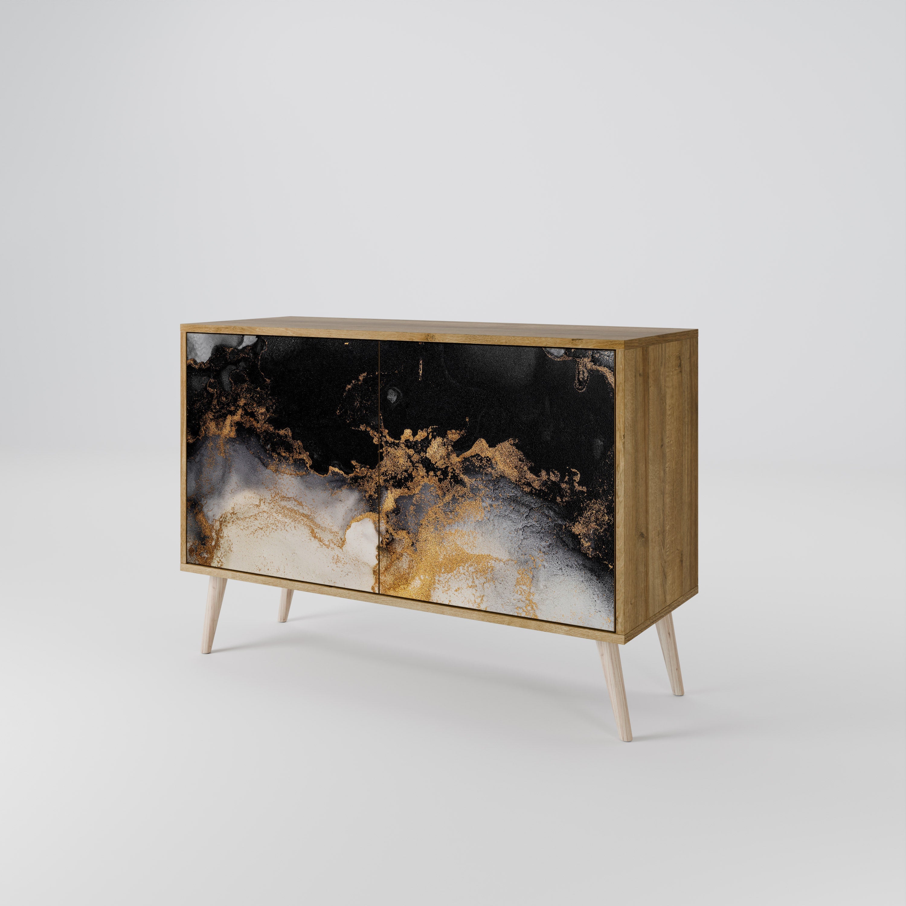 MARBLE OF TOMMORROW Aparador de 2 Portas em Efeito Carvalho