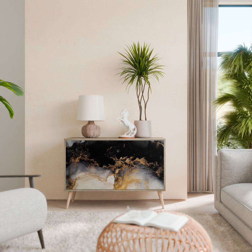 MARBLE OF TOMMORROW Aparador de 2 Portas em Efeito Carvalho