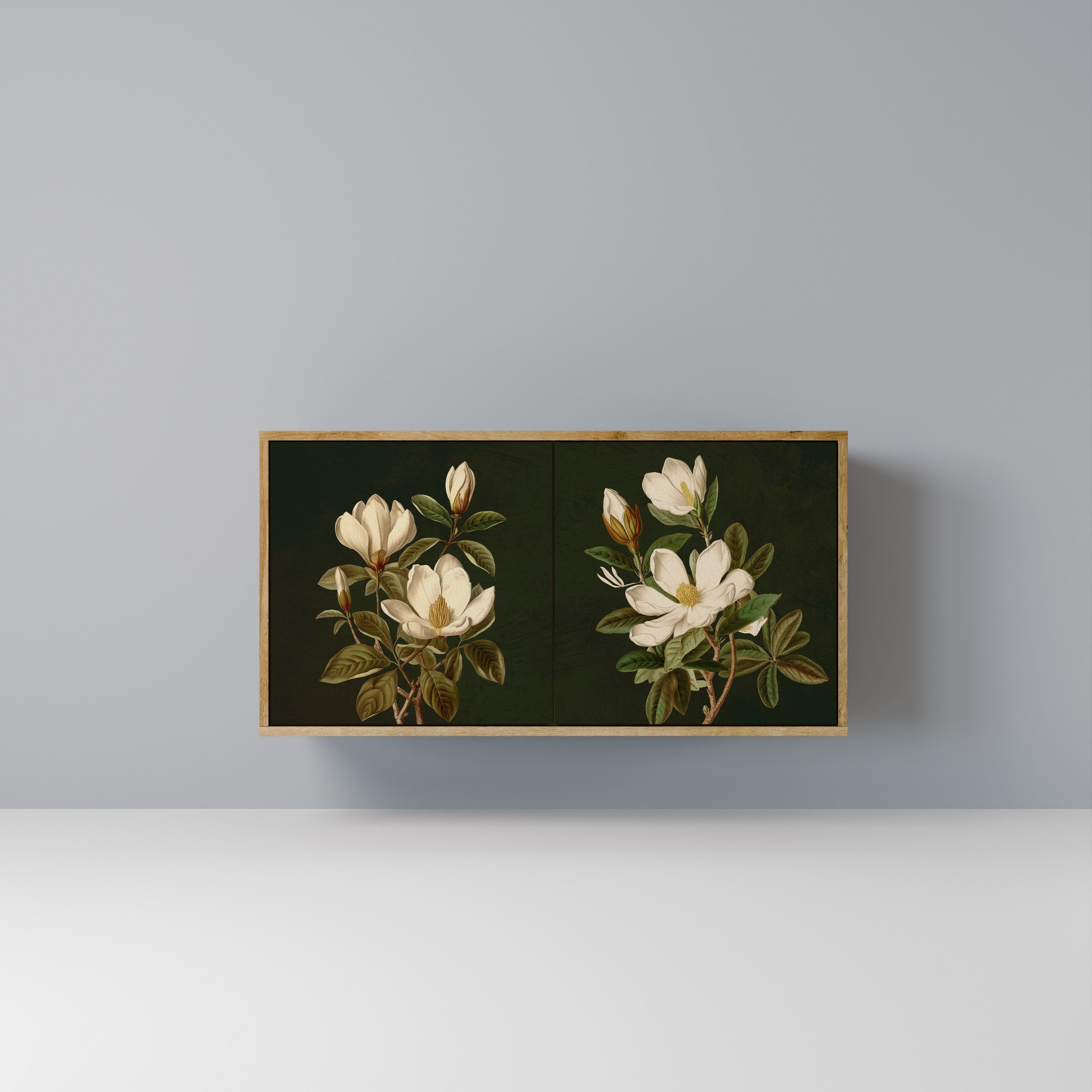 FLORAL NOIR Aparador de 2 Portas em Efeito Carvalho