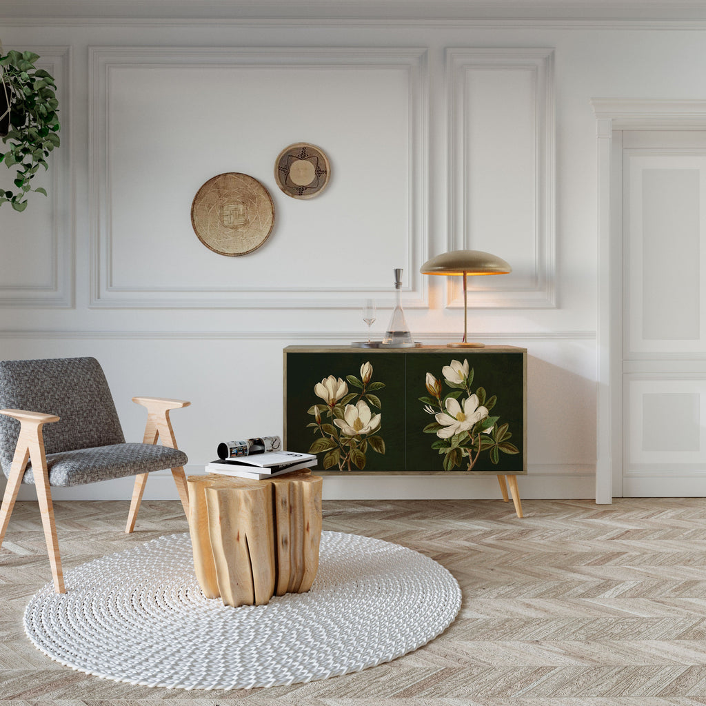 FLORAL NOIR Aparador de 2 Portas em Efeito Carvalho