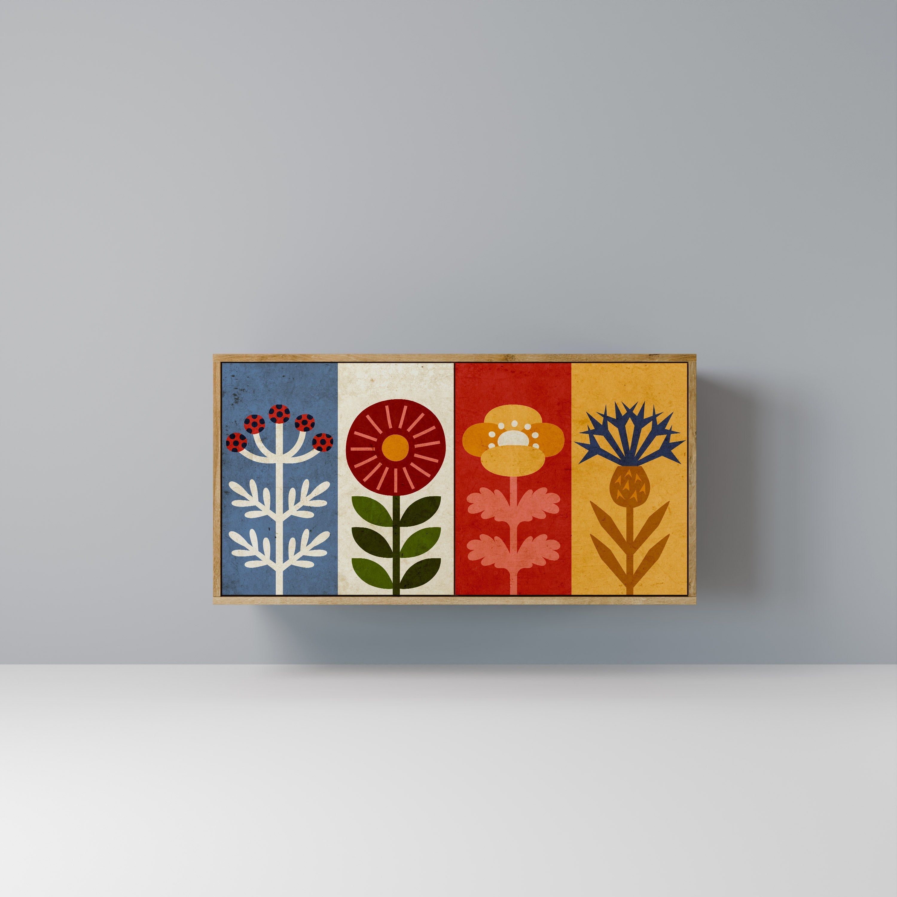 SCANDIC FLOWERET Aparador de 2 Portas em Efeito Carvalho