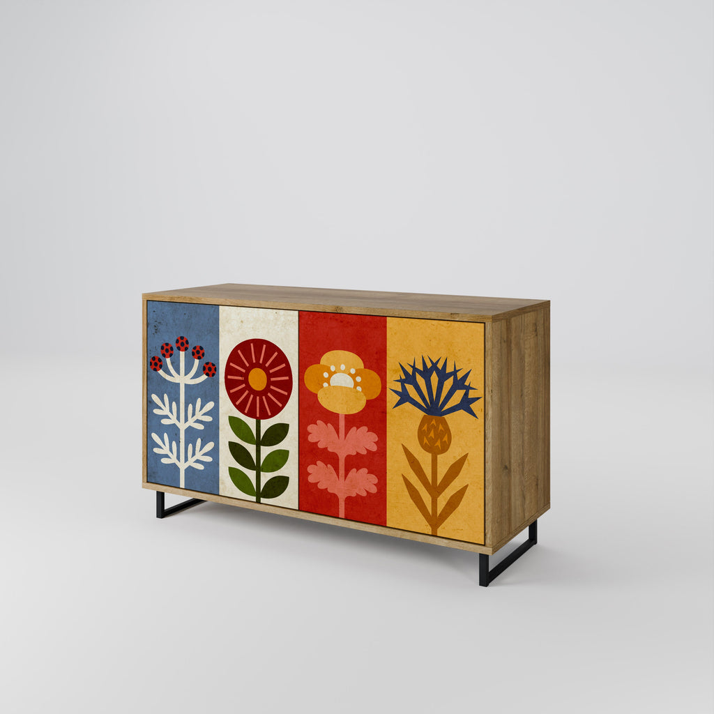 SCANDIC FLOWERET Aparador de 2 Portas em Efeito Carvalho