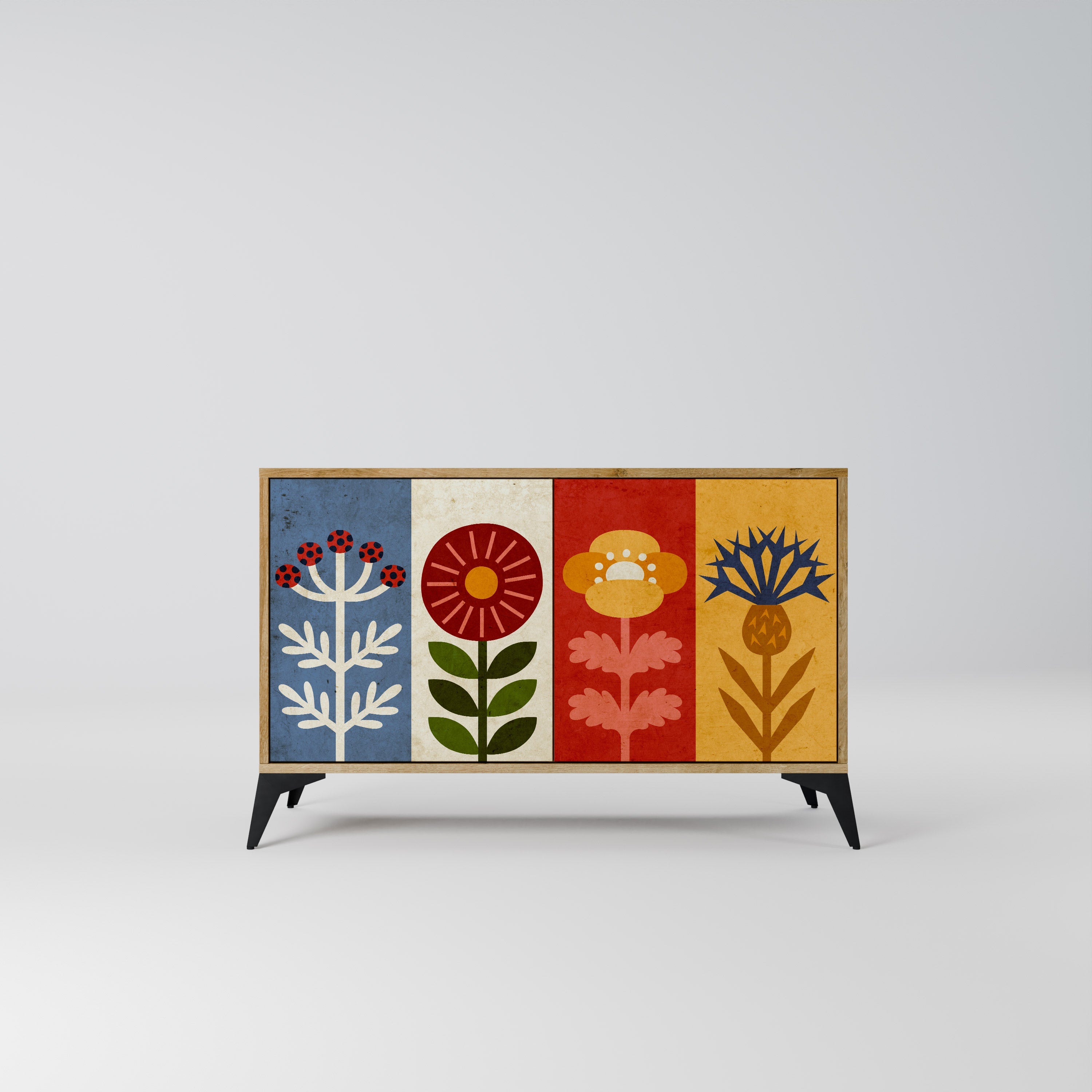 SCANDIC FLOWERET Aparador de 2 Portas em Efeito Carvalho