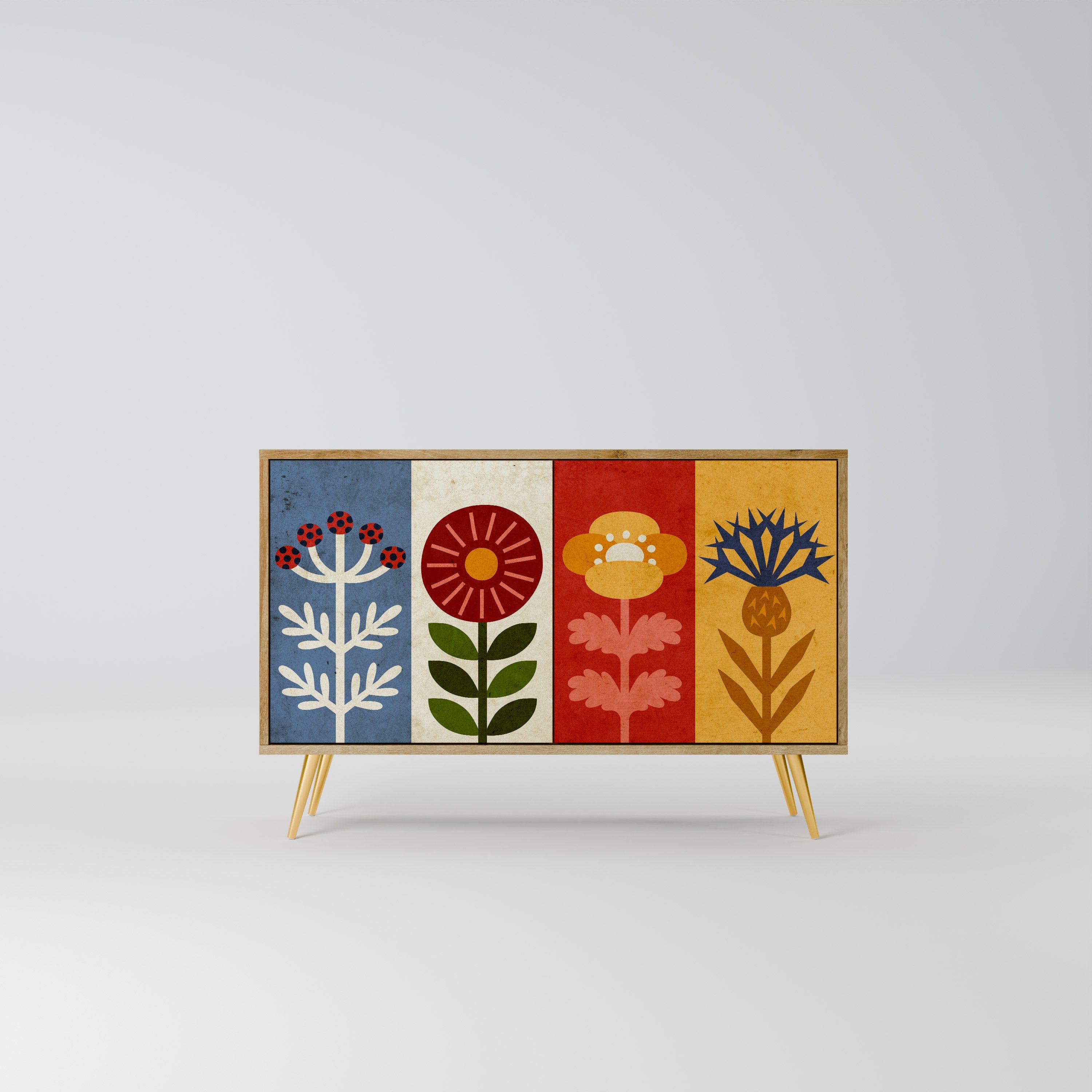 SCANDIC FLOWERET Aparador de 2 Portas em Efeito Carvalho