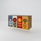 SCANDIC FLOWERET Aparador de 2 Portas em Efeito Carvalho