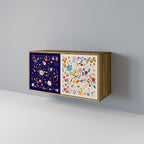 FLORAL COMBINATION Aparador de 2 Portas em Efeito Carvalho