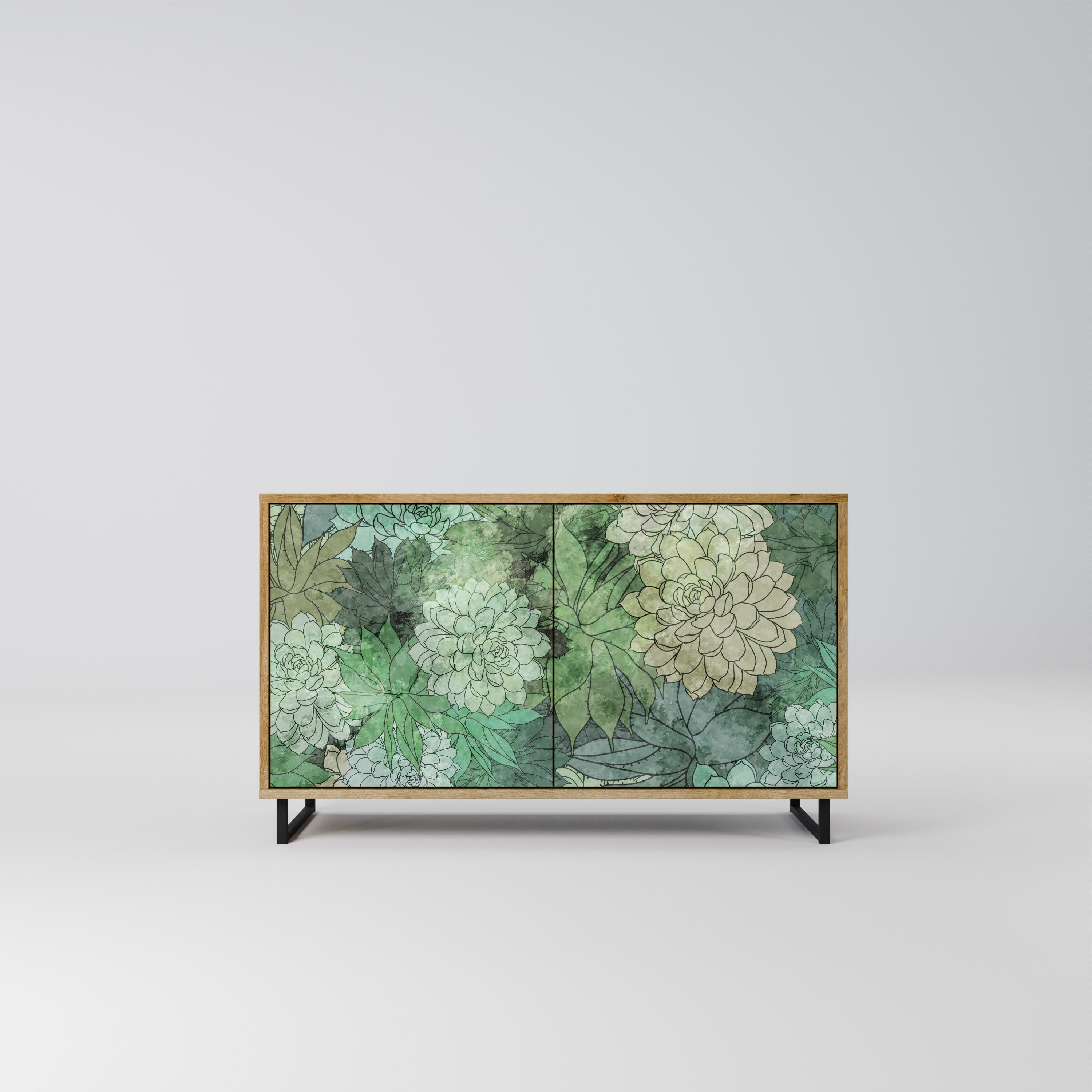 SUCCULENT CLUSTER Aparador de 2 Portas em Efeito Carvalho