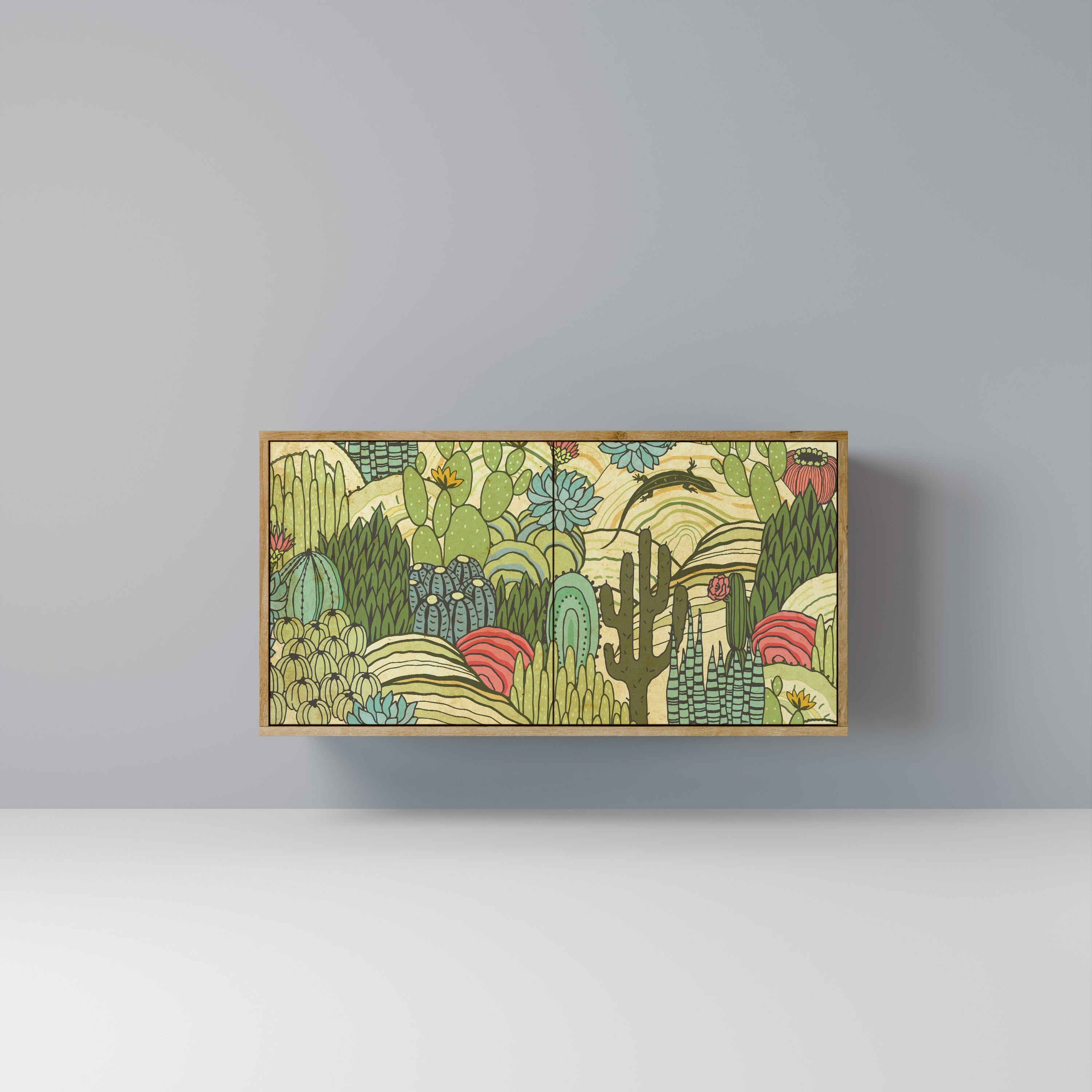 SUCCULENTS KALEIDOSCOPE Aparador de 2 Portas em Efeito Carvalho