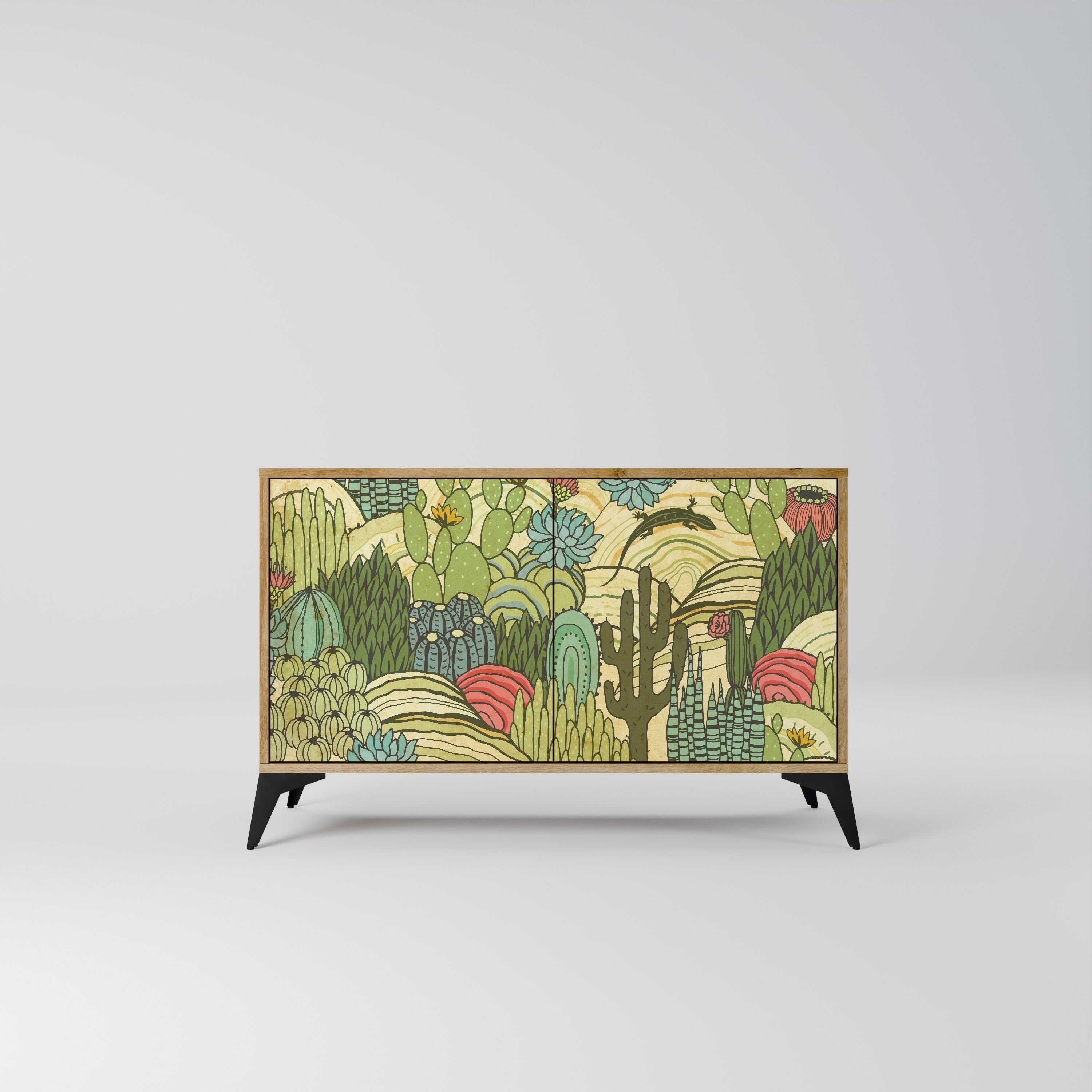 SUCCULENTS KALEIDOSCOPE Aparador de 2 Portas em Efeito Carvalho