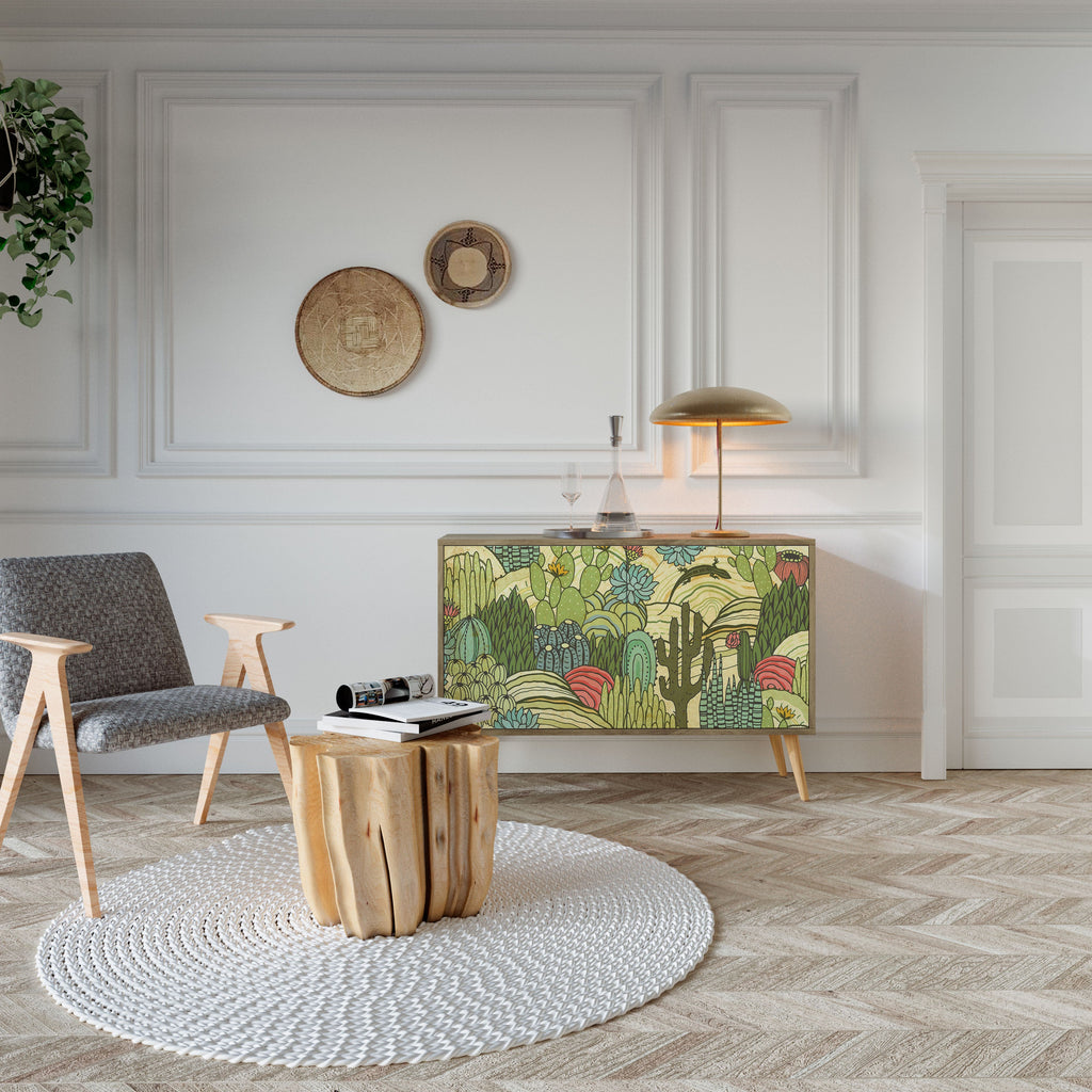 SUCCULENTS KALEIDOSCOPE Aparador de 2 Portas em Efeito Carvalho