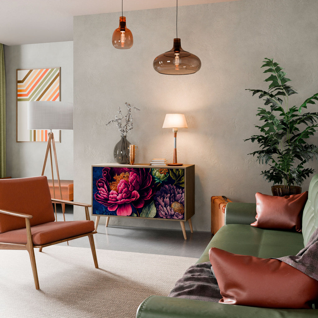 BLOOMING ELEGANCE Aparador de 2 Portas em Efeito Carvalho