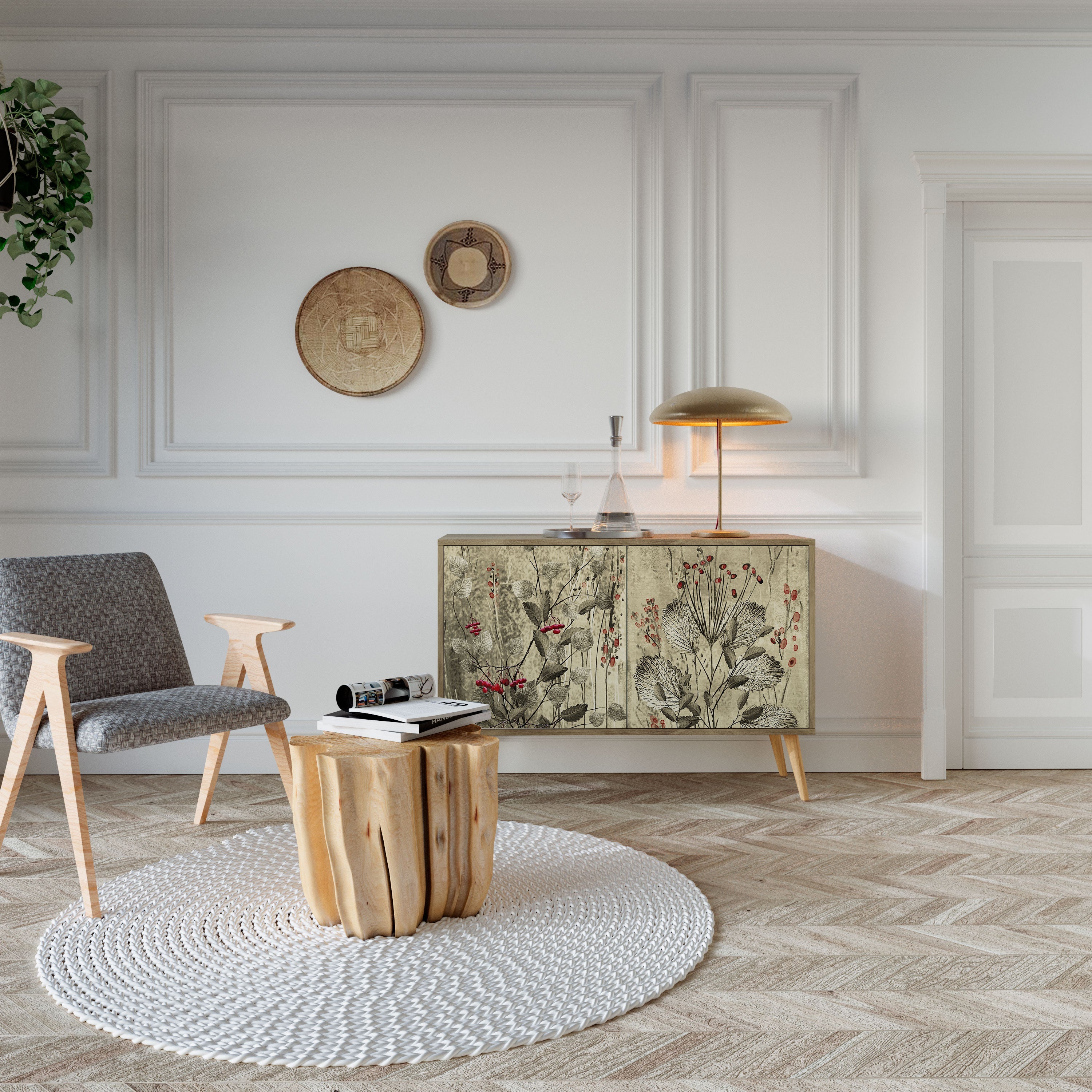 HERBAL GRACE Aparador de 2 Portas em Efeito Carvalho