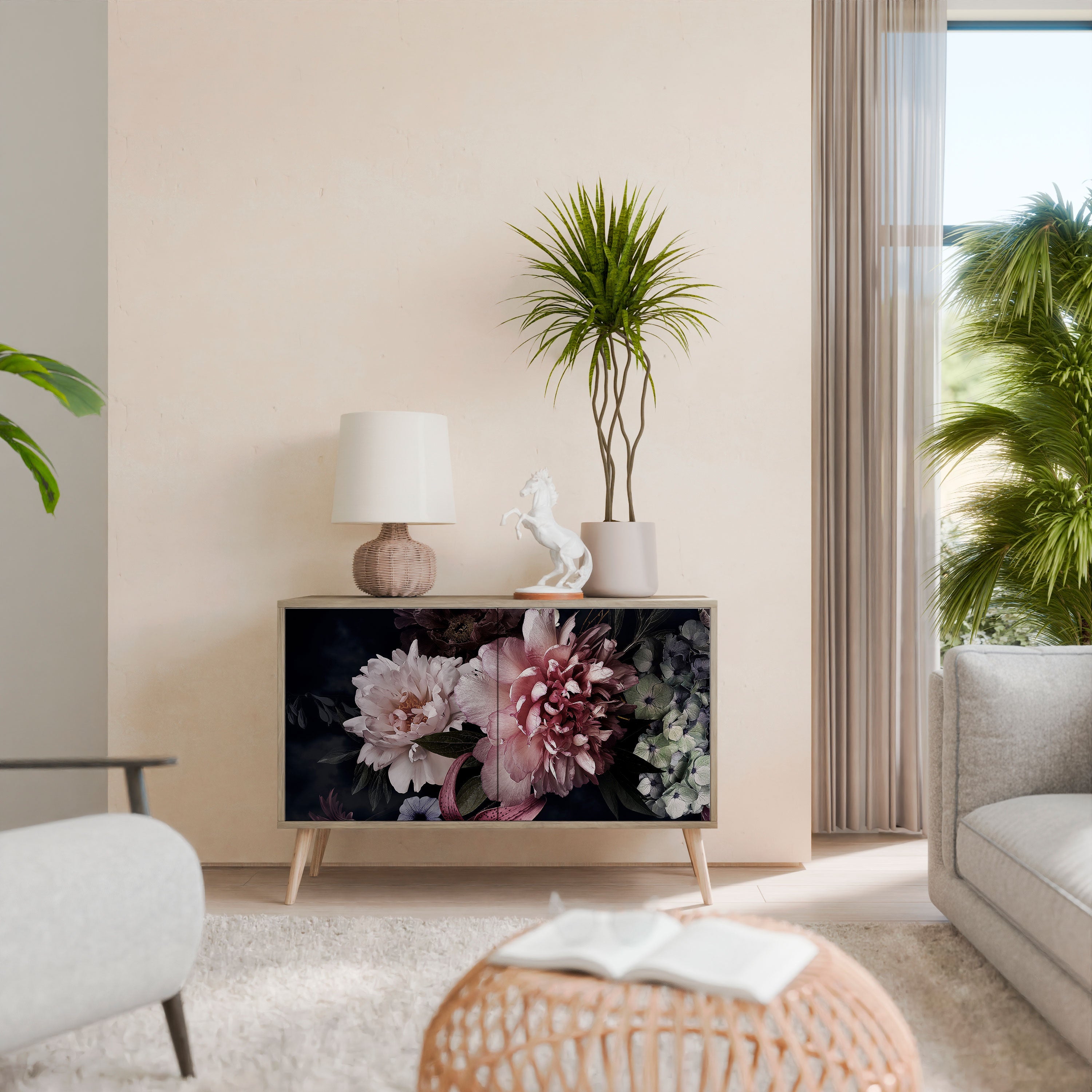 PURE BLOSSOM Aparador de 2 Portas em Efeito Carvalho