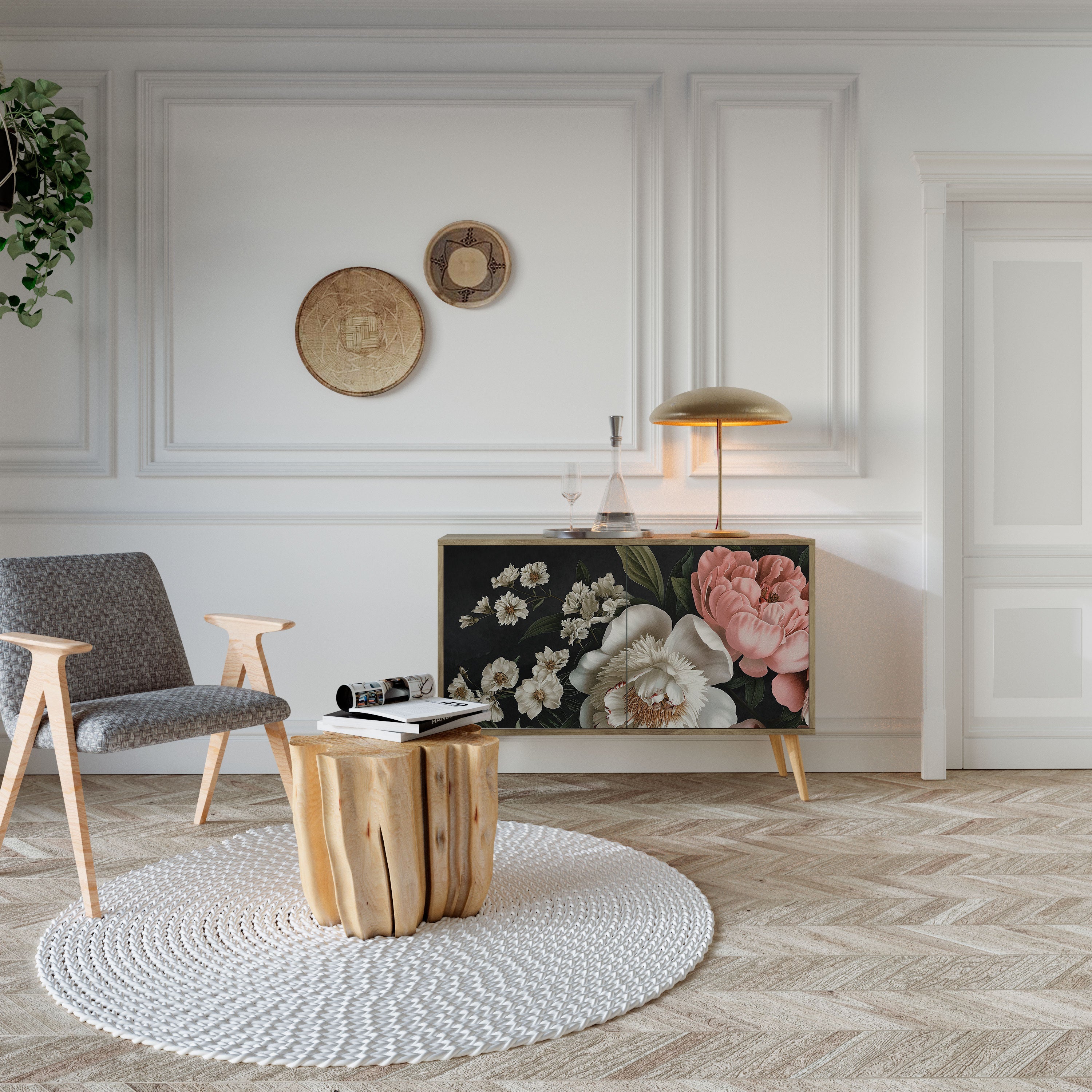 LUSH ELEGANCE Aparador de 2 Portas em Efeito Carvalho