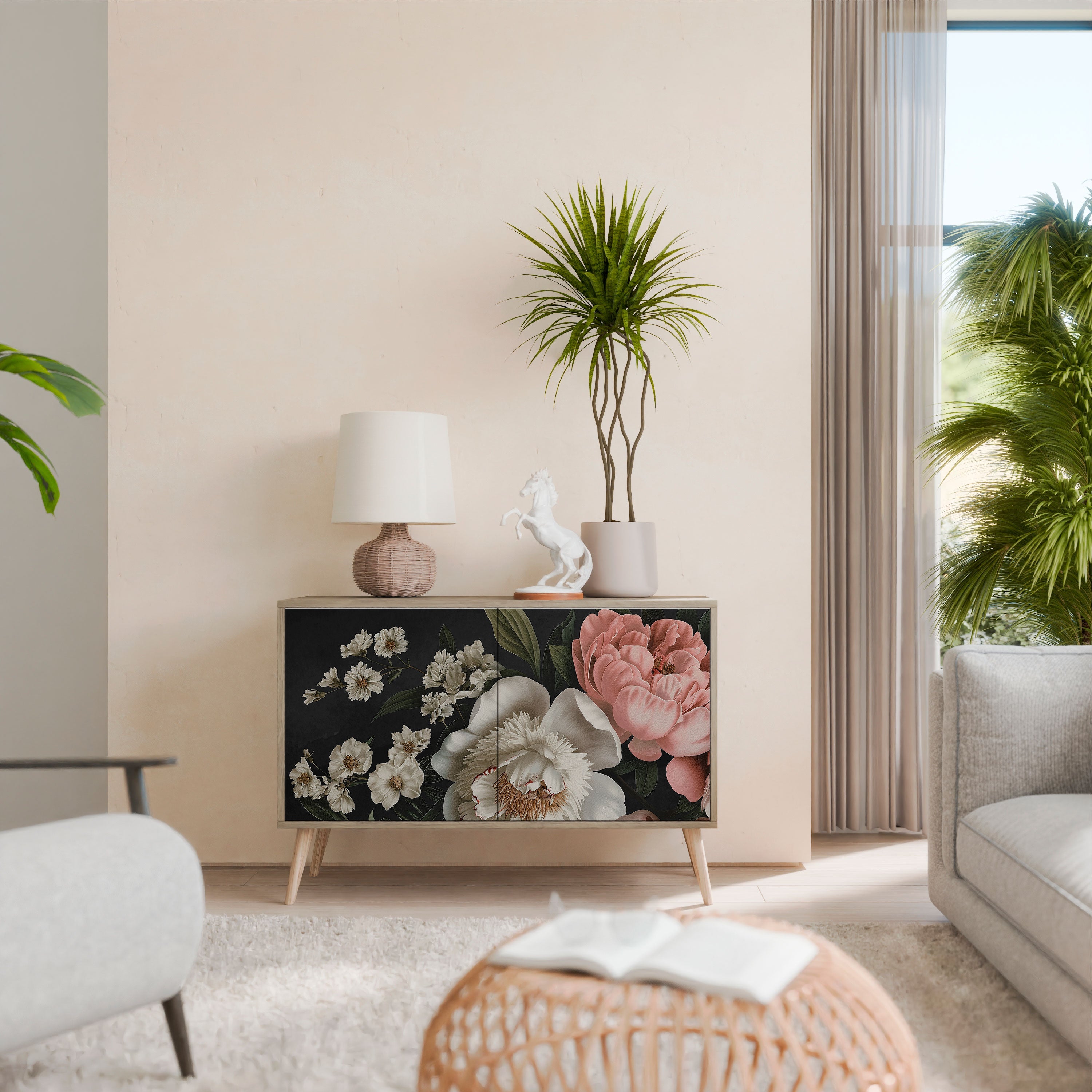 LUSH ELEGANCE Aparador de 2 Portas em Efeito Carvalho