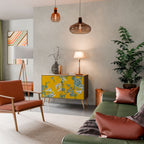 YELLOW CHINOISERIE 2-Door Sideboard in Oak Effect